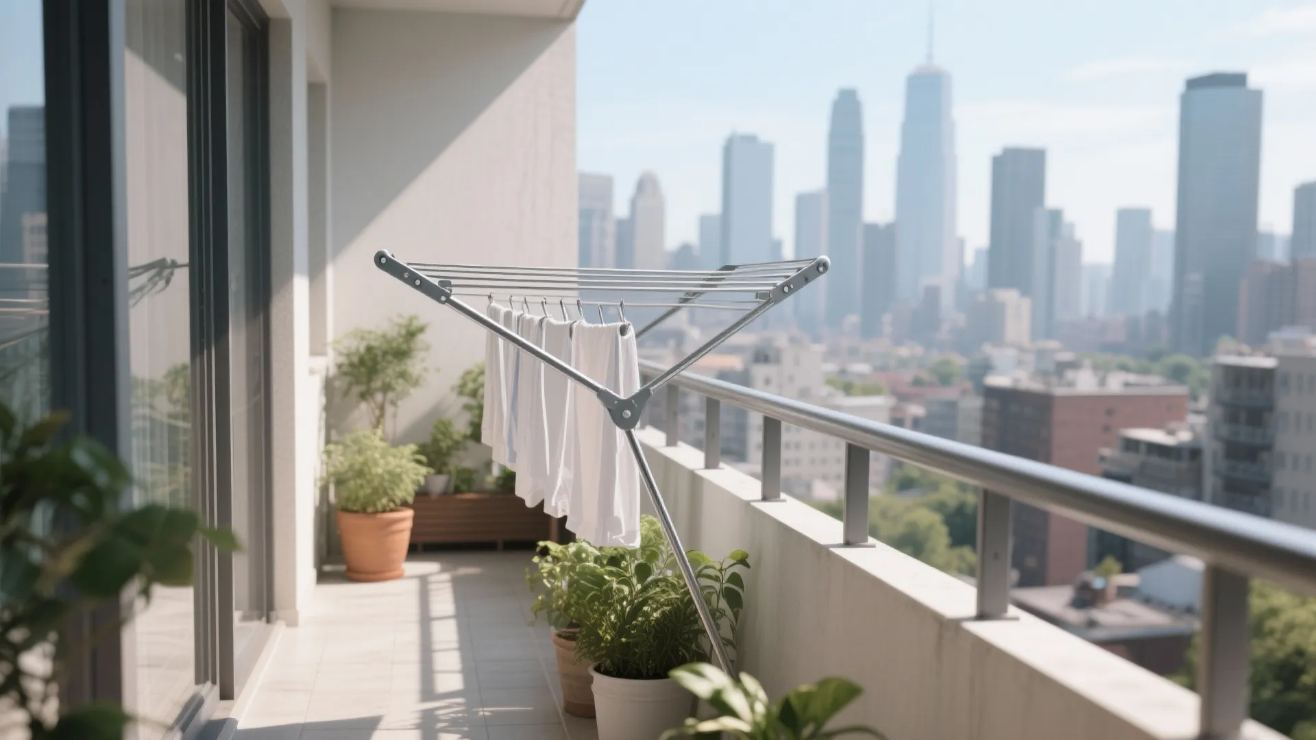 3. Fold-Down Balcony Rack