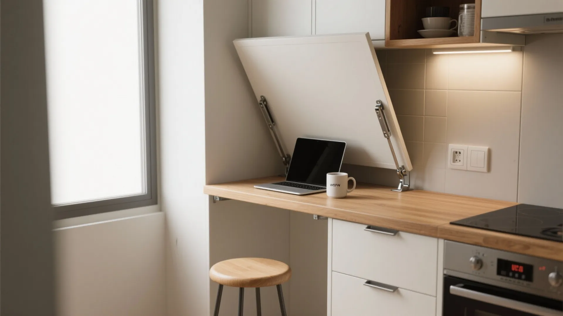 5. Drop-down worktop and fold-away breakfast bar