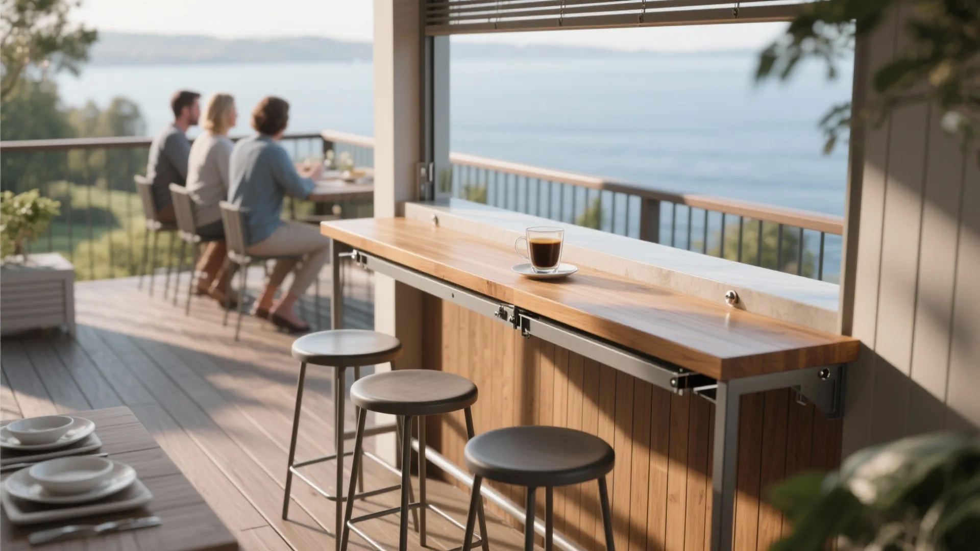 3. Fold-down breakfast bar that faces the view