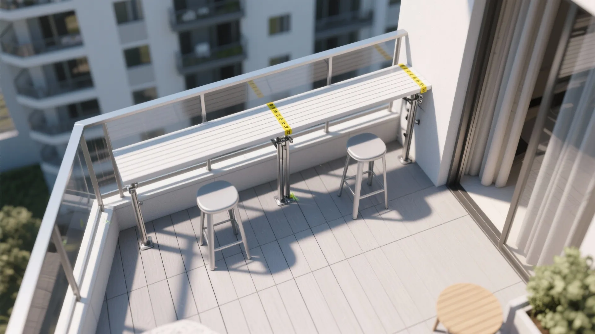 Dining in Inches: Fold-Down Table or Railing Bar