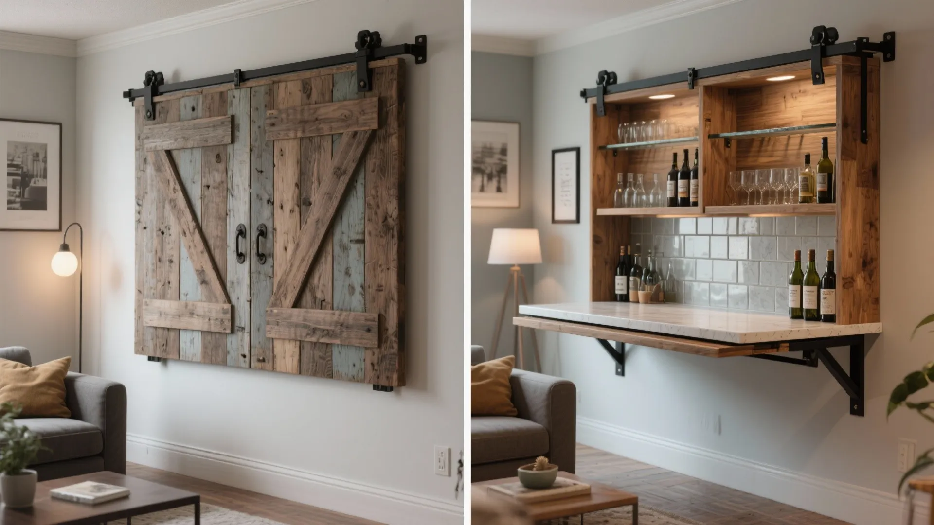 Wall-mounted fold-down bar