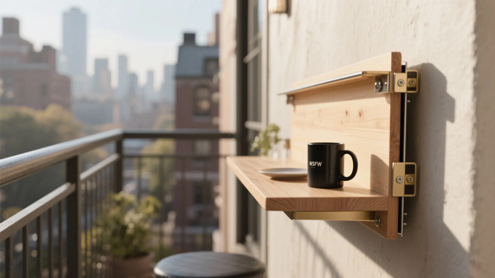 Fold-Down Wall Bar for Morning Coffee