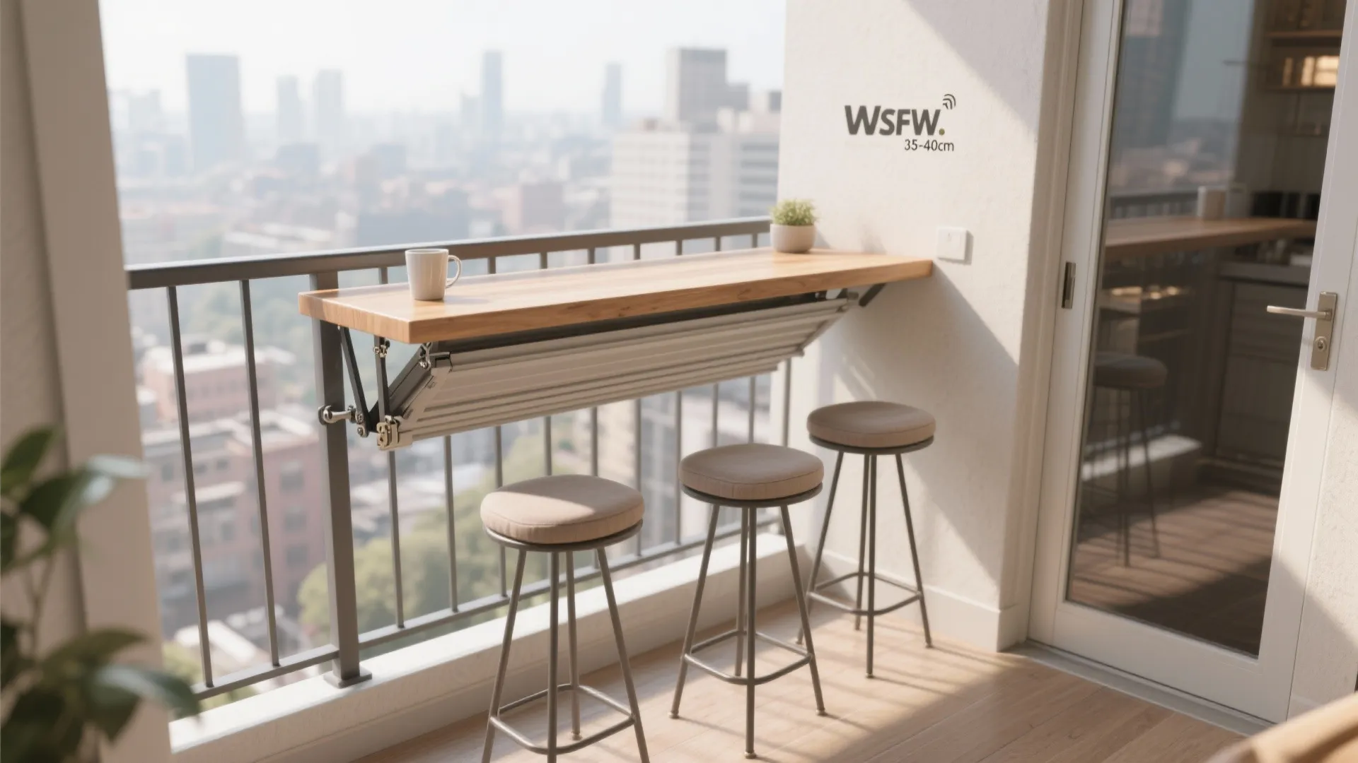 Convertible seating: fold-down bars and nesting stools