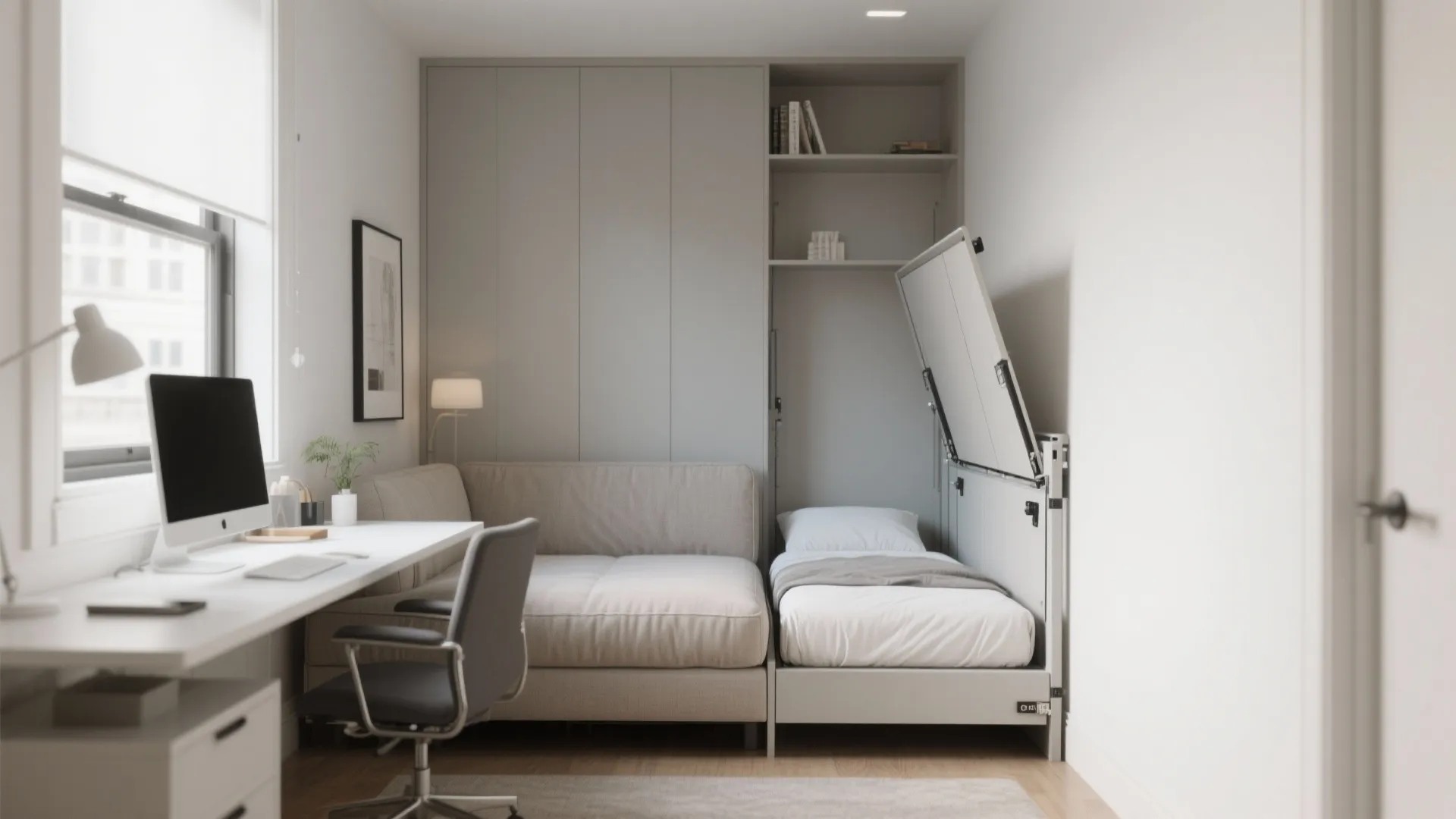 4. Fold-Down Wall Bed with Sofa Base