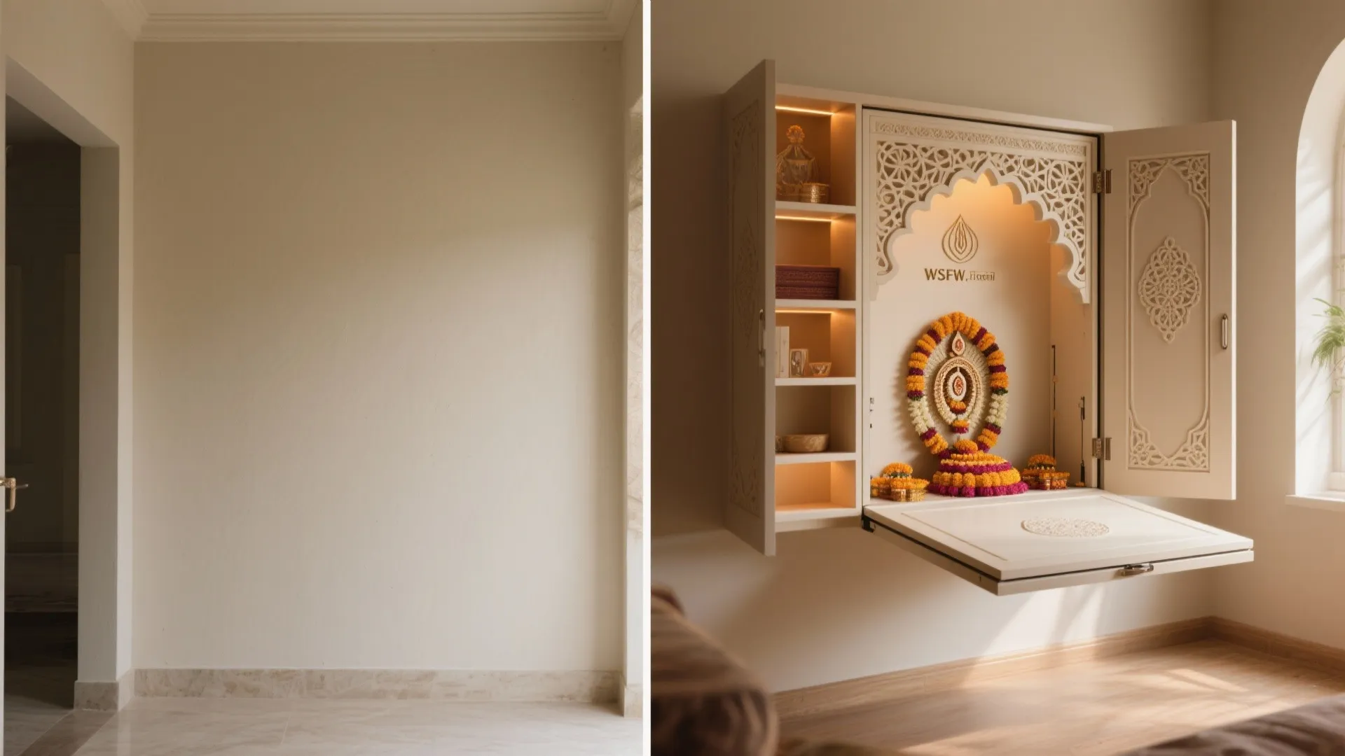 Fold-Down Altar with CNC Carved Front Fascia