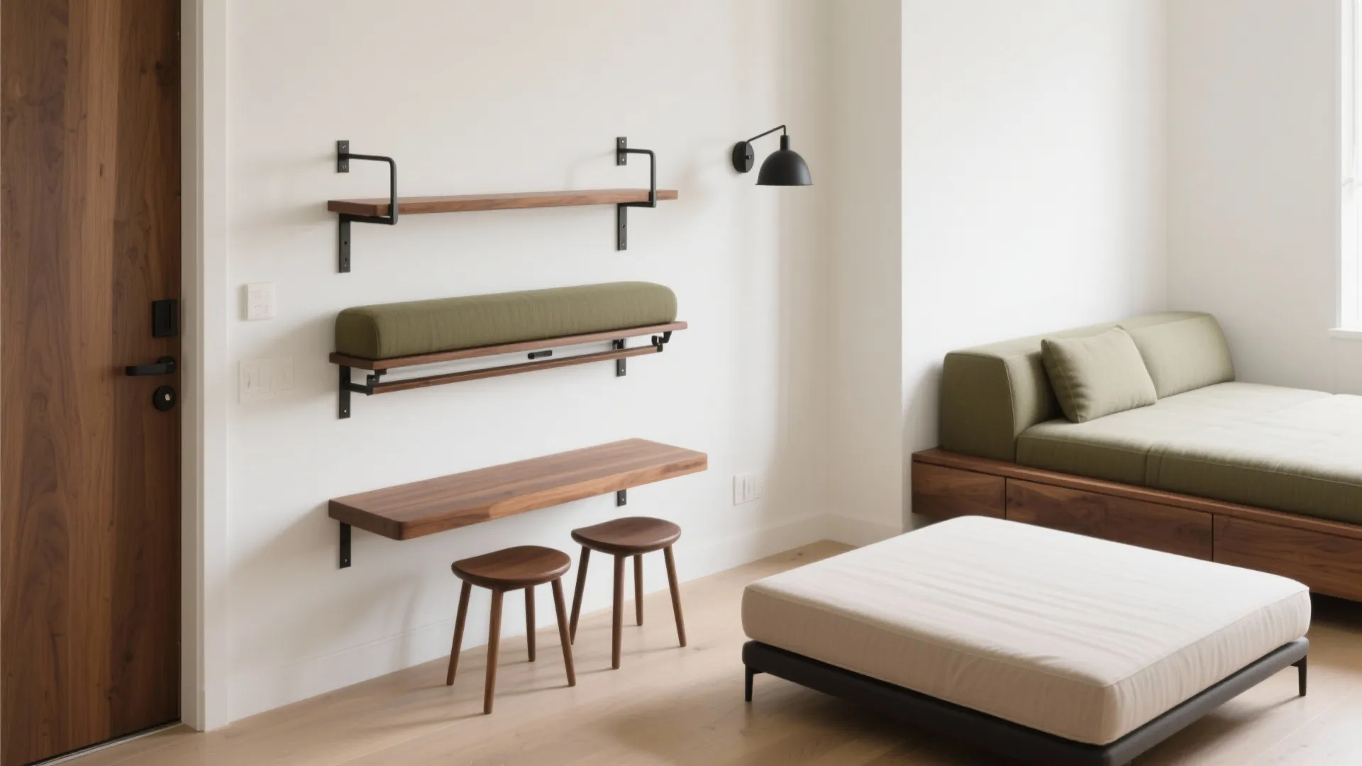 Dual-Purpose Pieces: Sofa Bed, Fold-Down Seats, and Perches