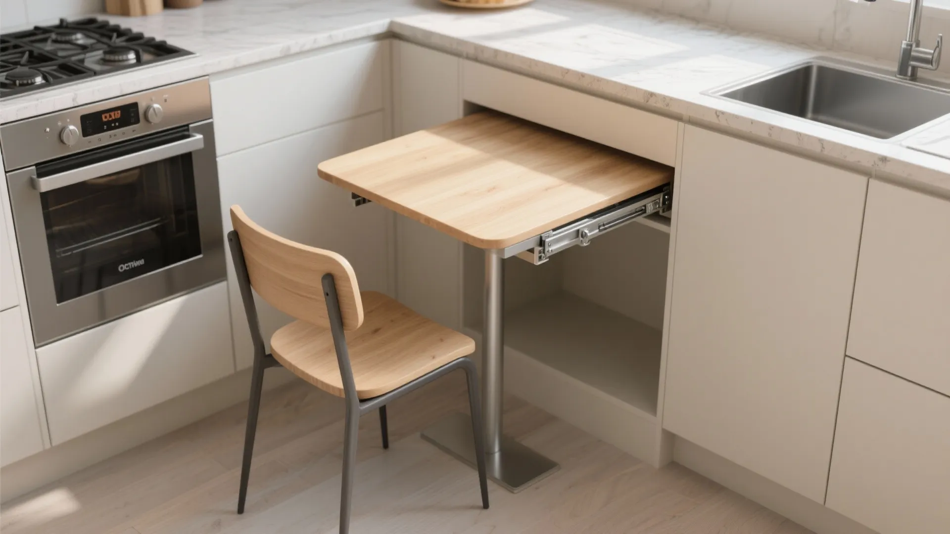 3. Fold-Down Table or Hidden Breakfast Bar