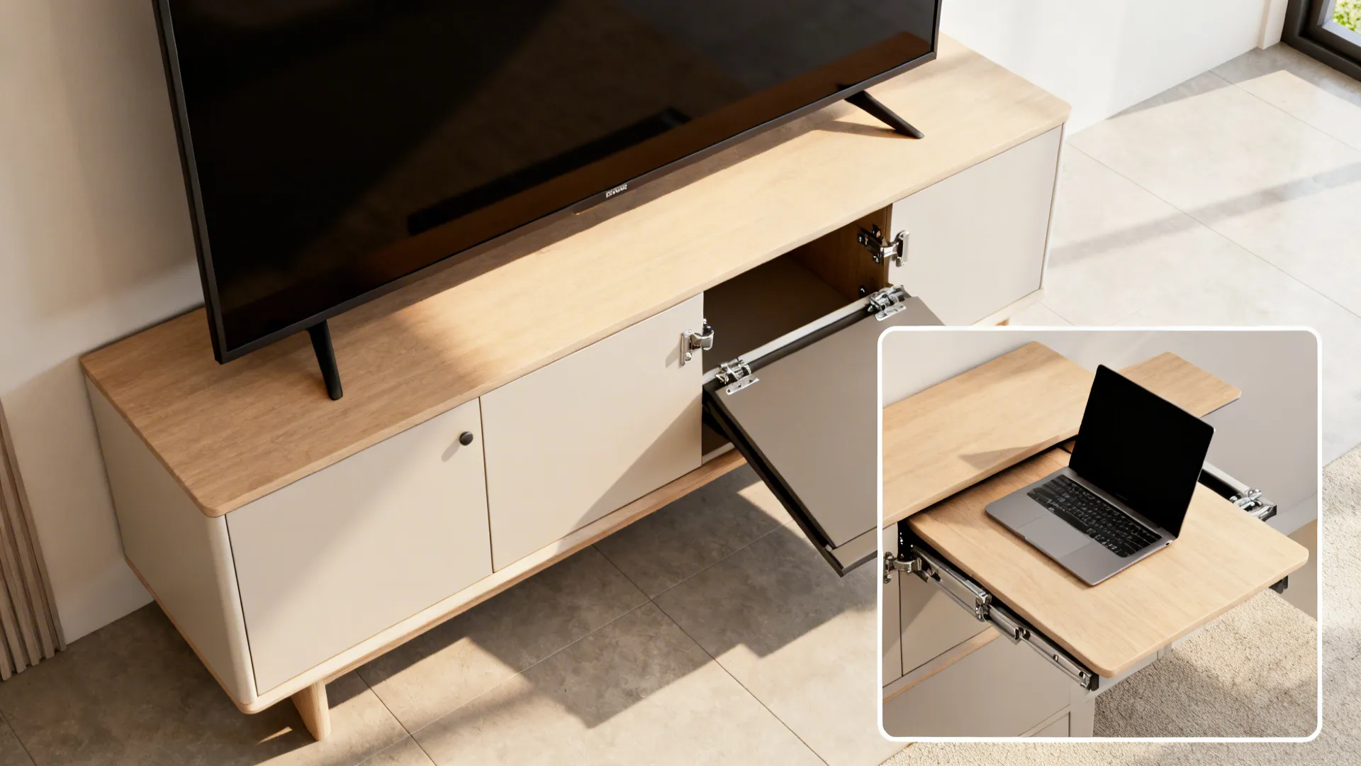 4. Multi-functional cabinet with fold-down desk