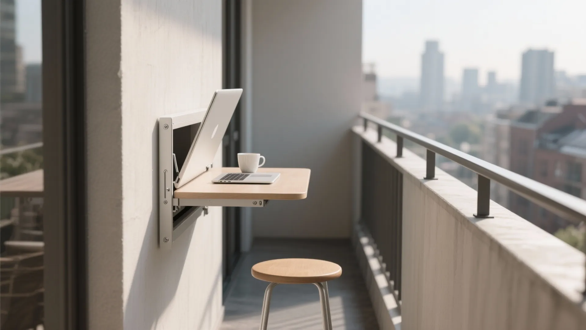 3) Fold-down café table for narrow balconies