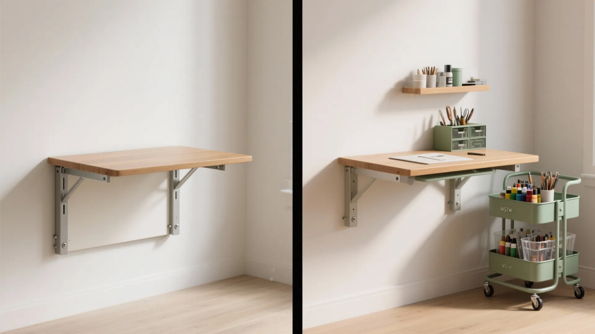 Fold-Down Desk and Mobile Carts