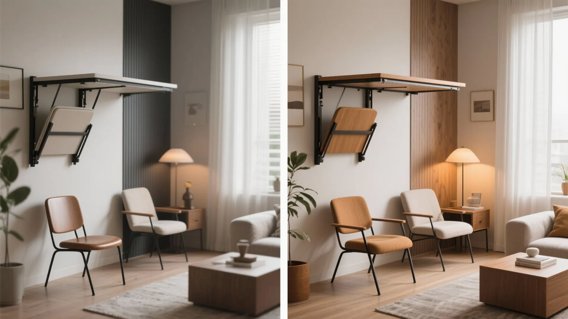 5. Fold-Down Wall-Mounted Chairs
