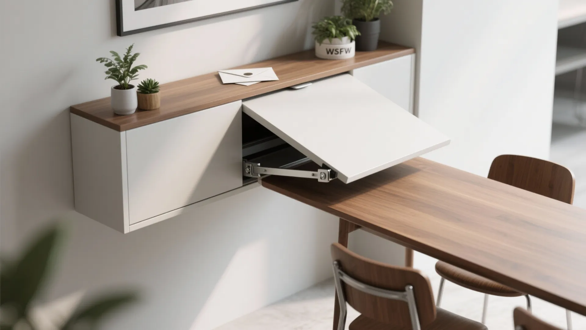 2. Floating console that expands into a table