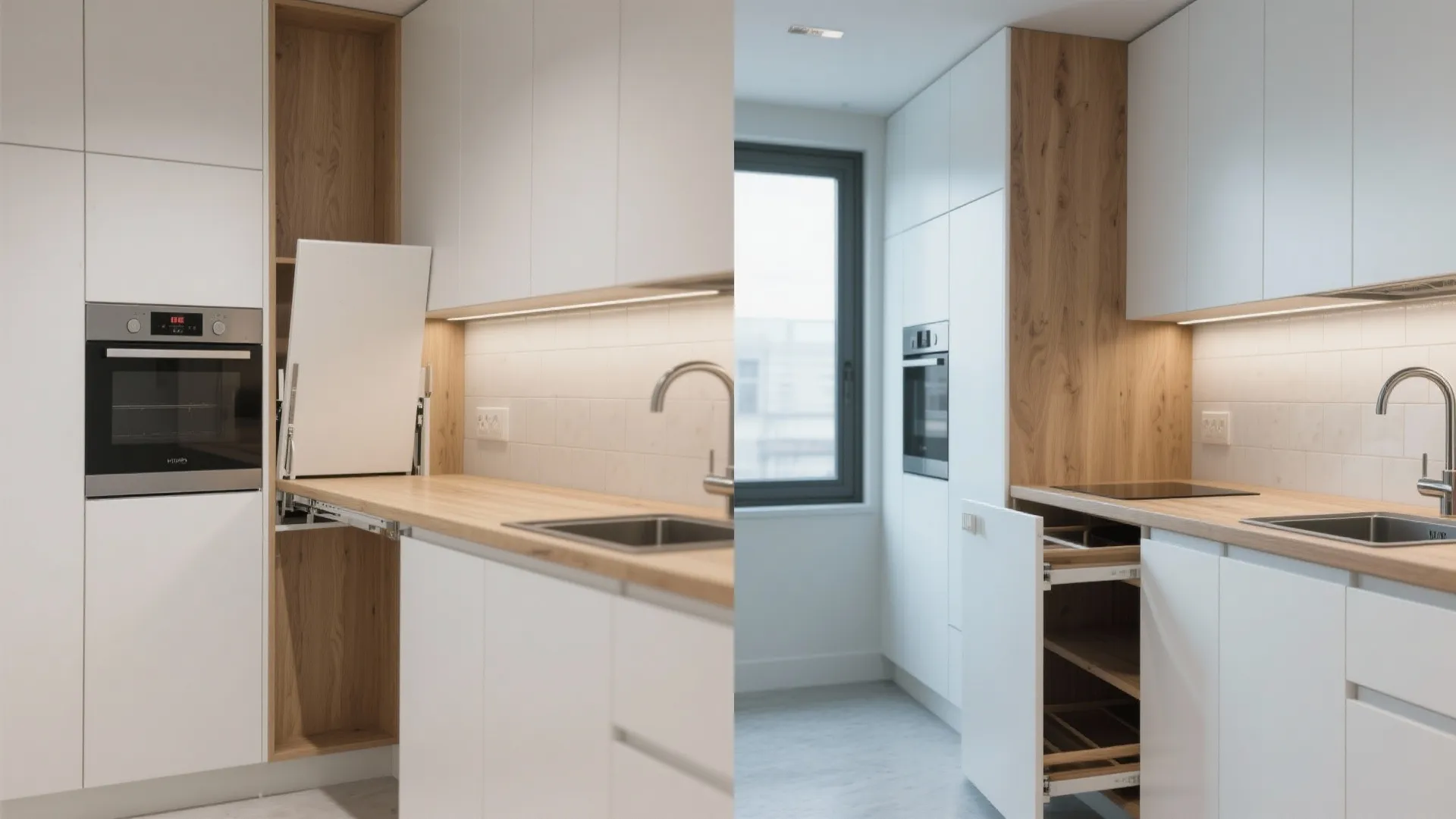 6. Fold-Down Counter with Cupboard Storage