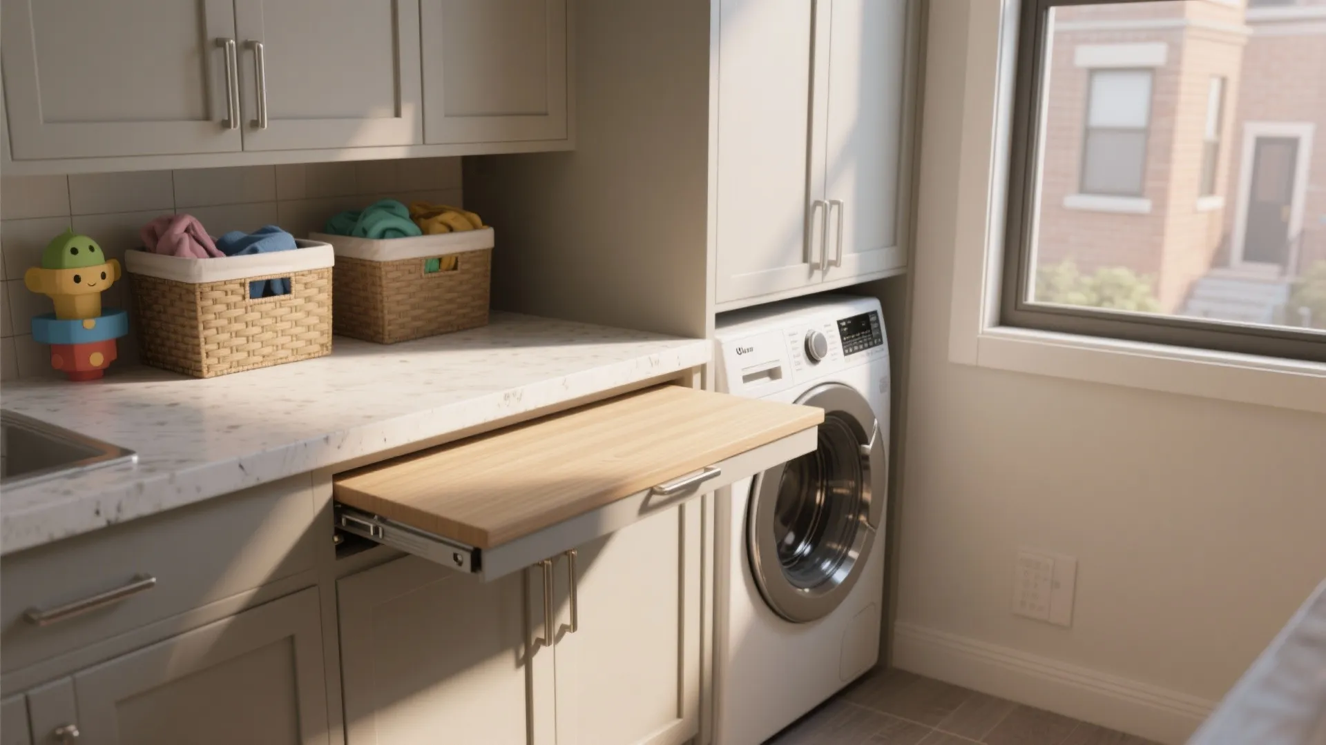 2. Fold-Down Counter with Hidden Hampers