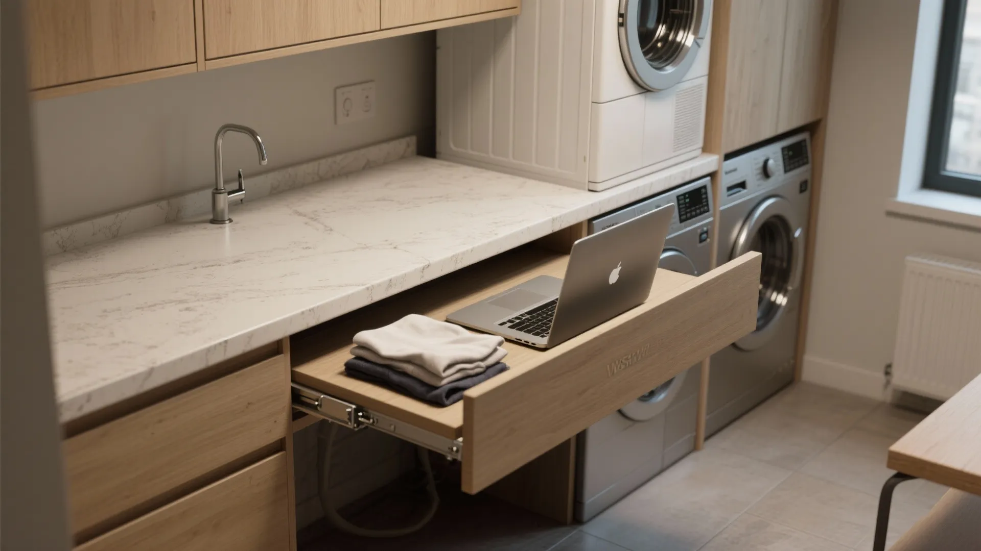 2. Fold-Down Counter That Doubles as a Desk