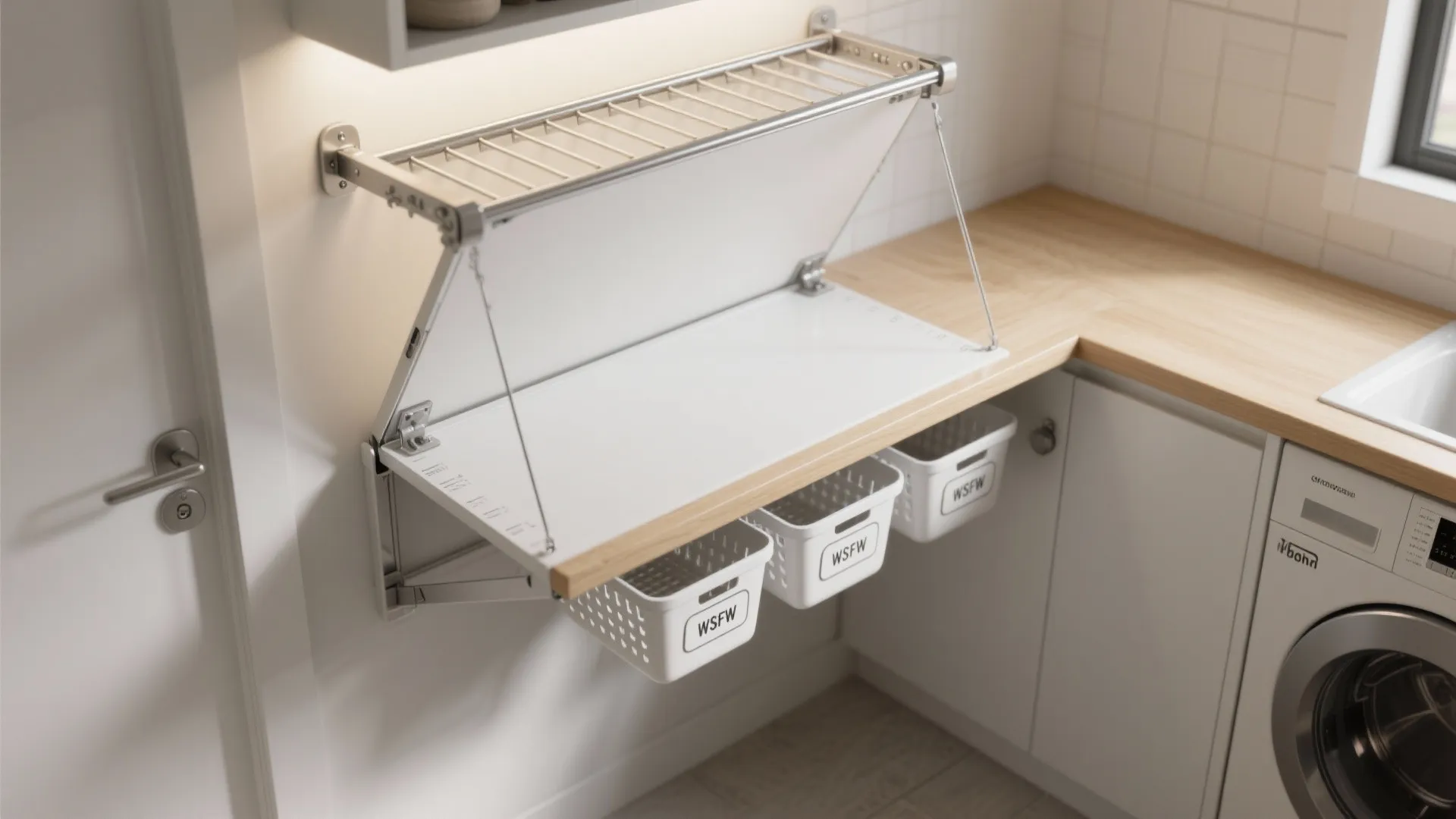3. Fold-Down Counter and Drying Rack