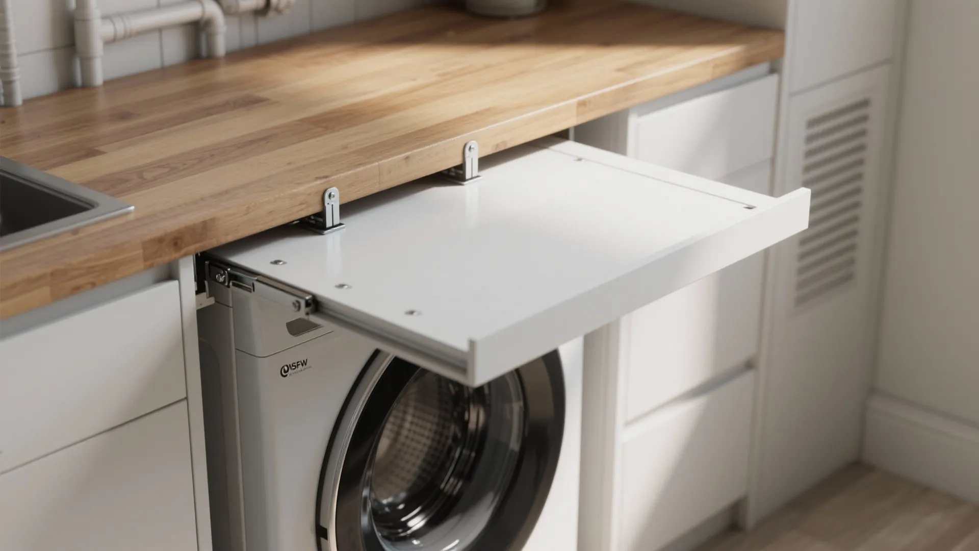 2. Fold-down counter that doubles as a workspace