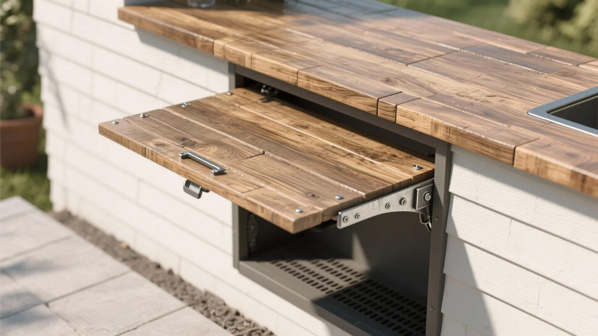 2. Fold-Down Counter and Hidden Storage