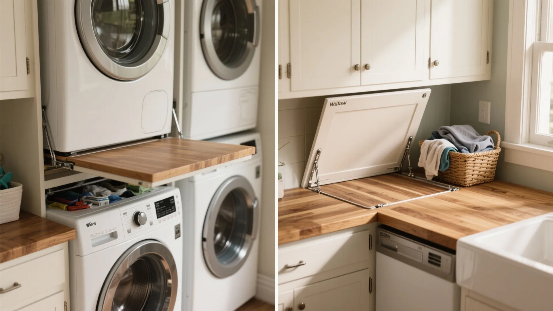 2. Fold-down countertop that doubles as a table