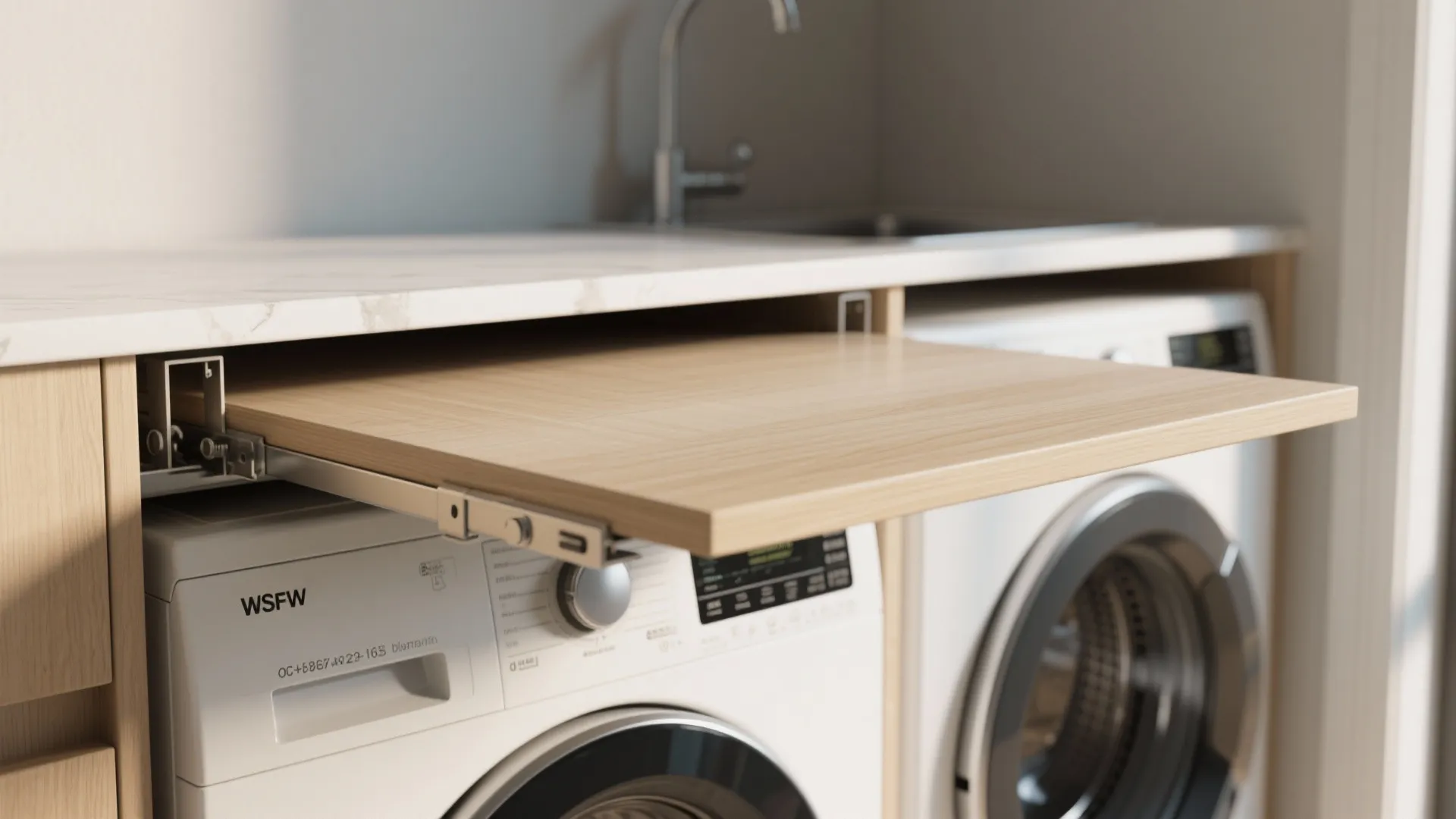 2. Install a fold-down countertop over the front-load stack