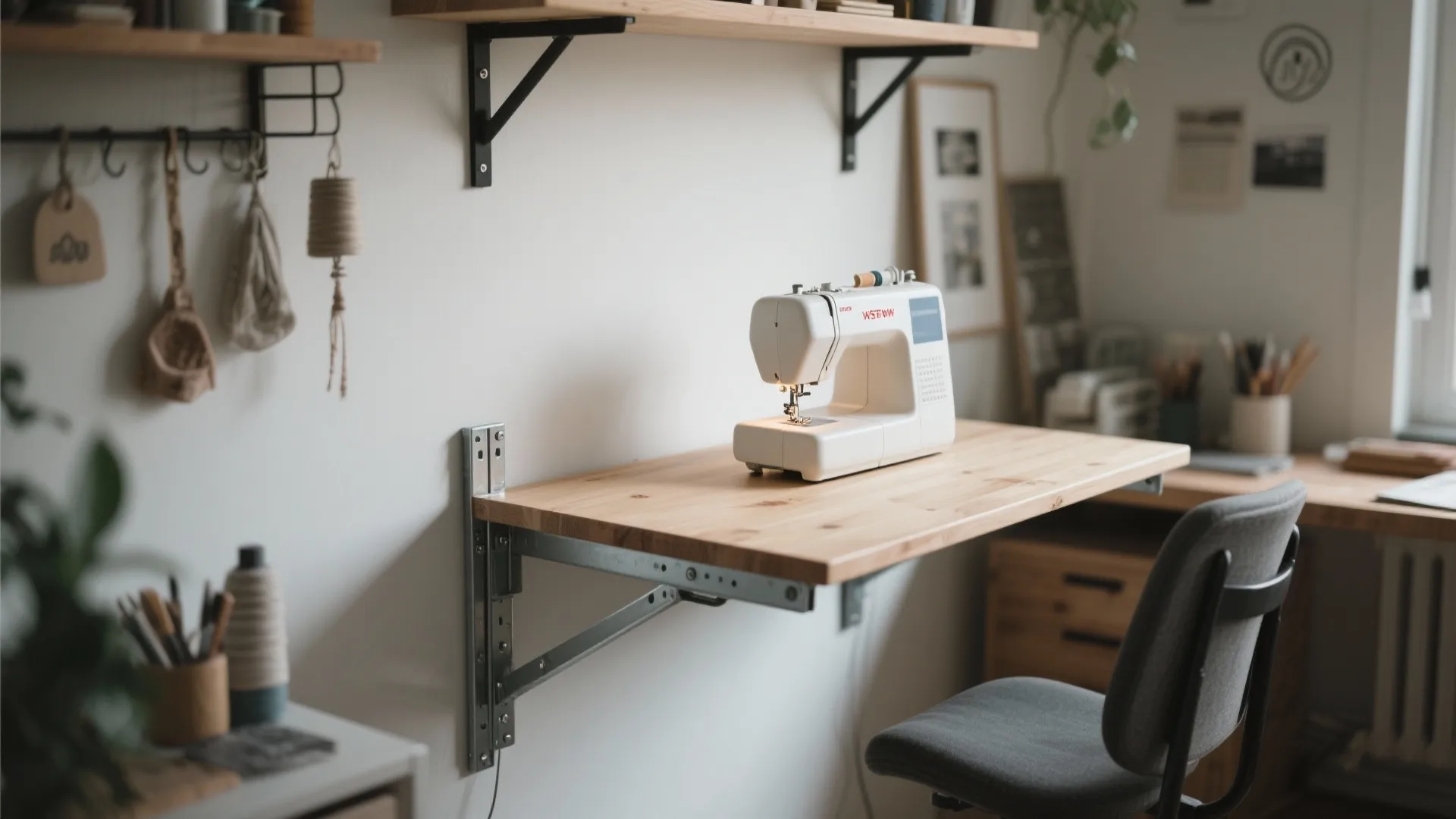 1. Wall-Mounted Fold-Down Desk