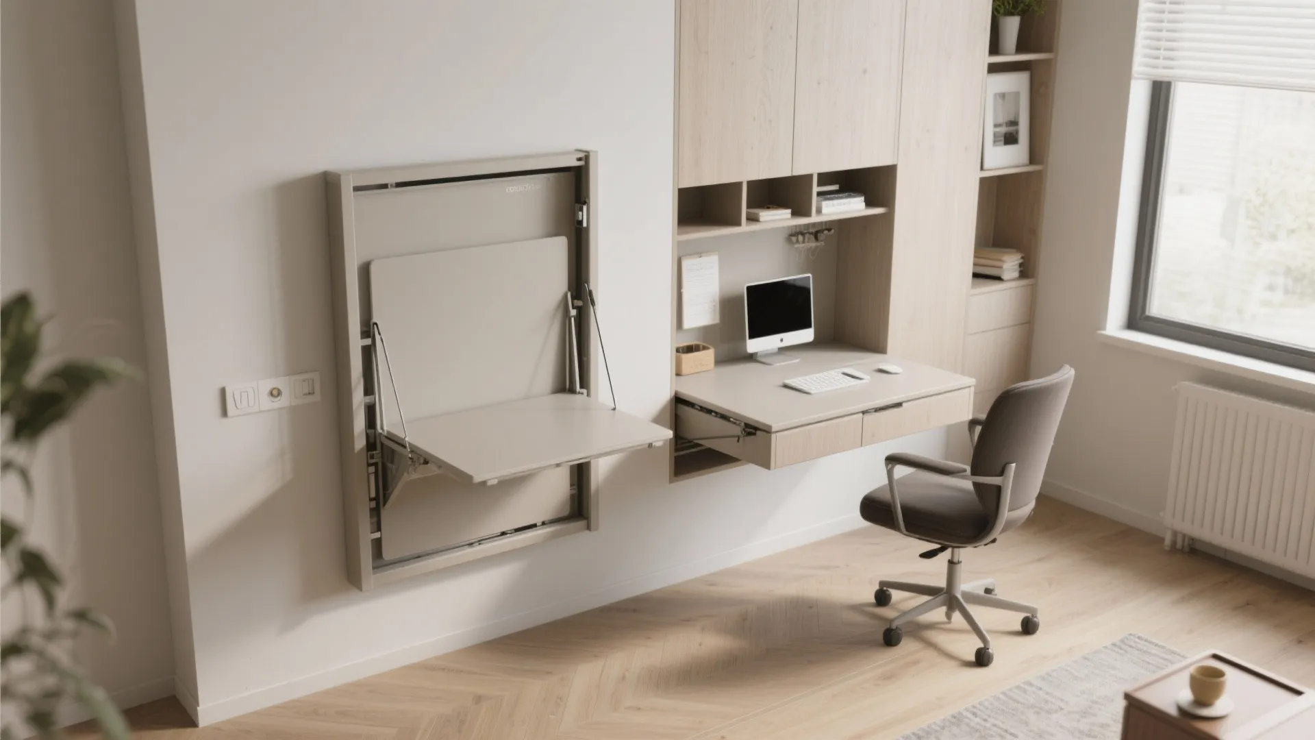 2. Fold-Down Wall Desk