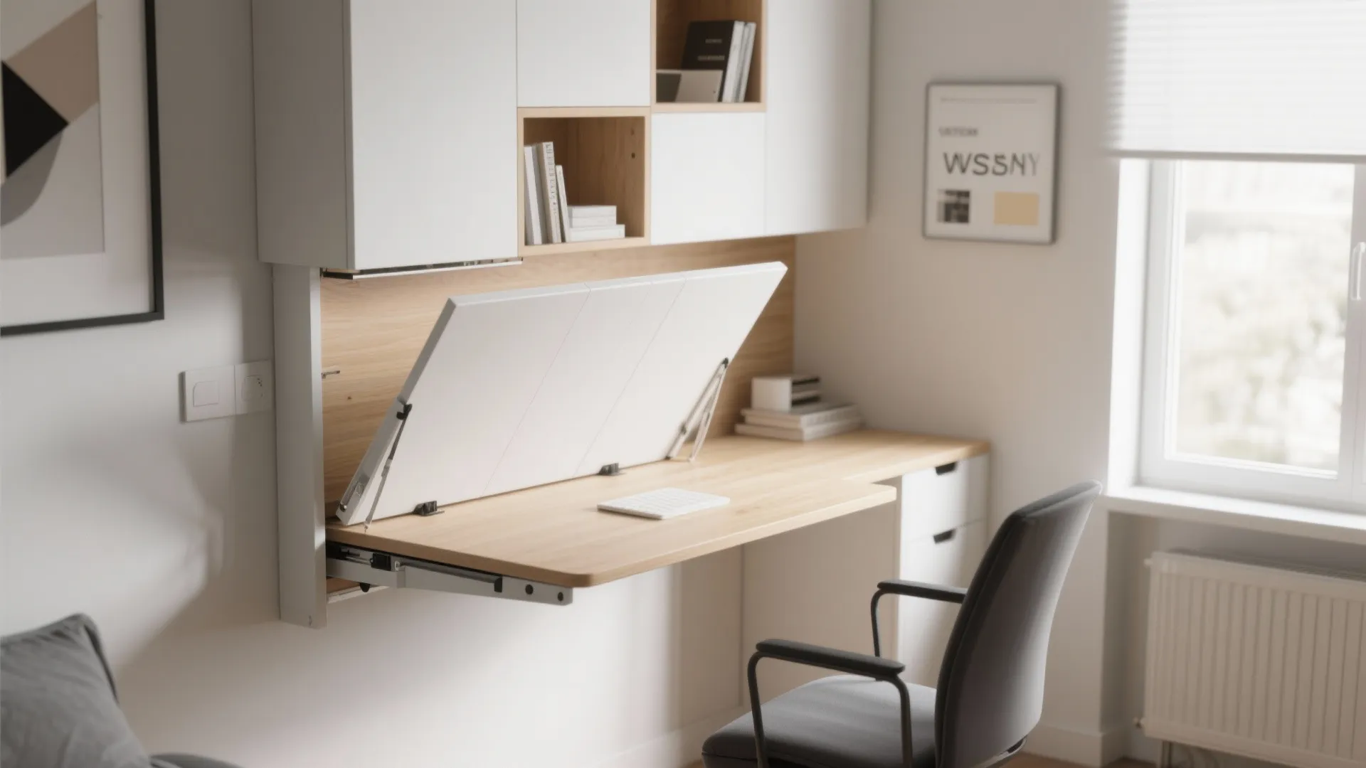 3. Fold-Down Wall Desk