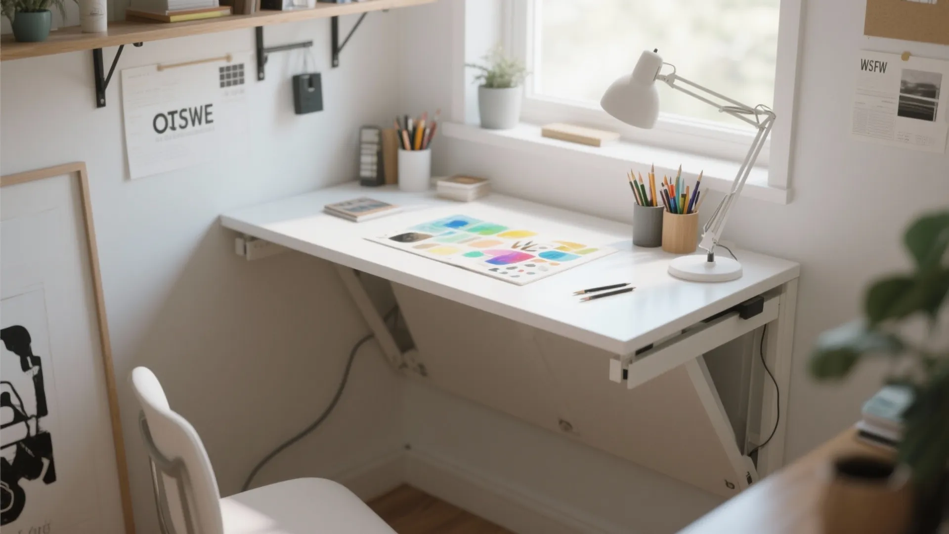 1. Wall-Mounted Fold-Down Desk