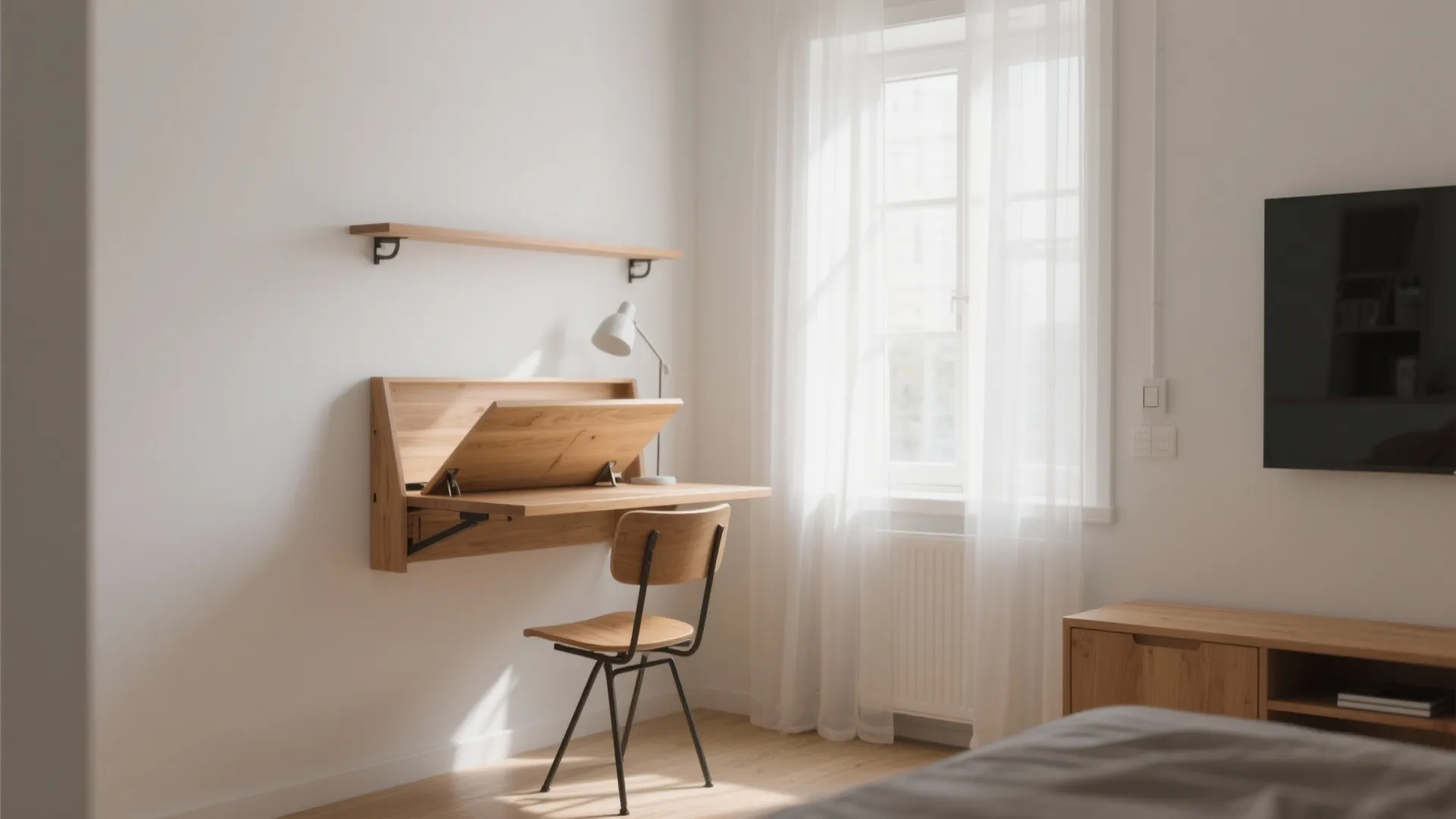 1. Fold-Down Wall Desk