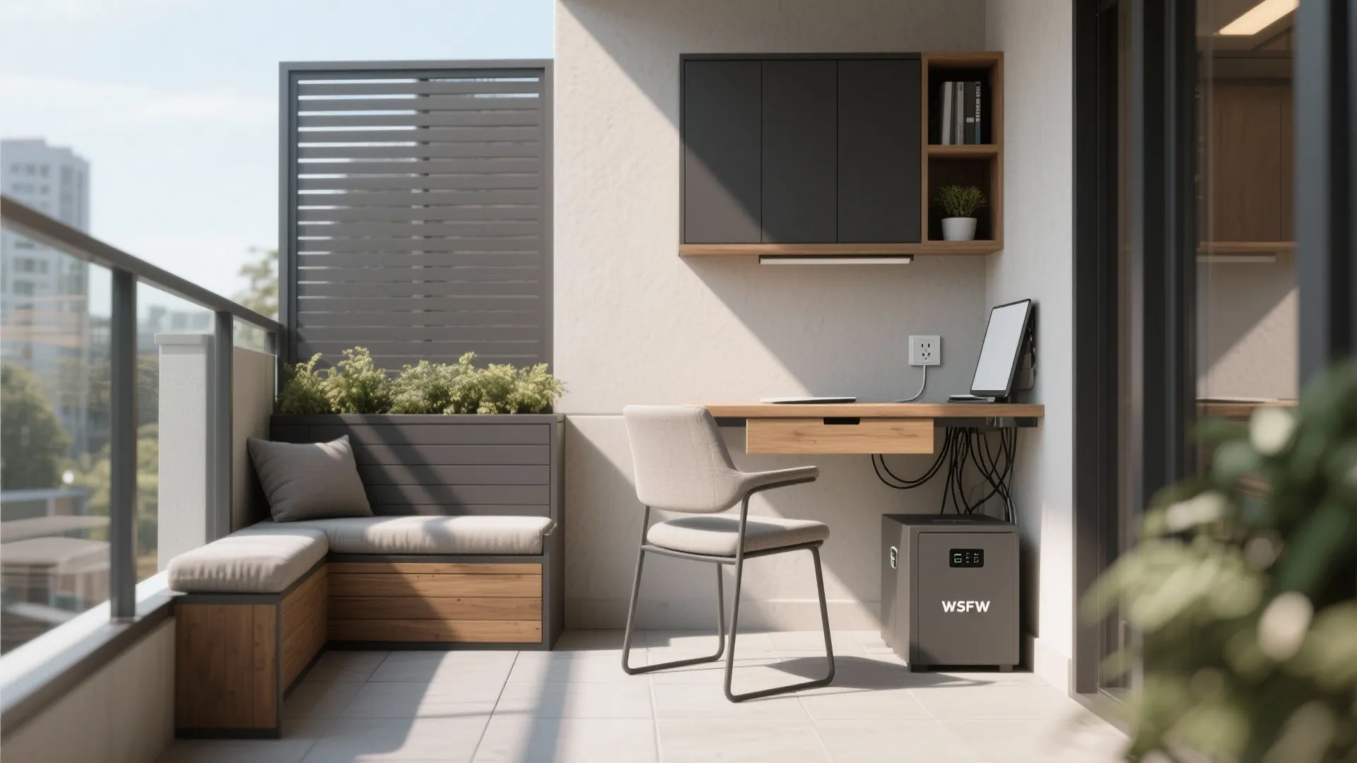 Idea 4: Fold-down desk and discreet power