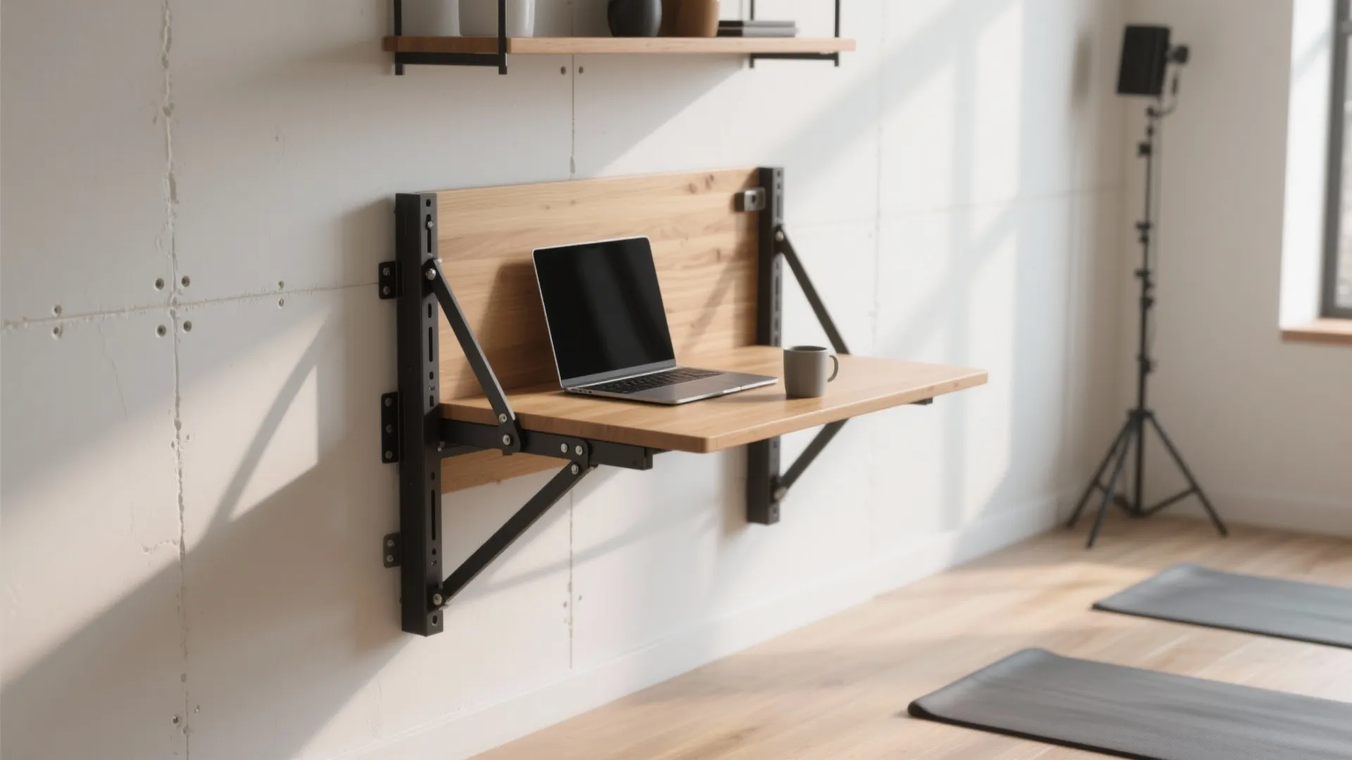 1. Wall-Mounted Fold-Down Desk