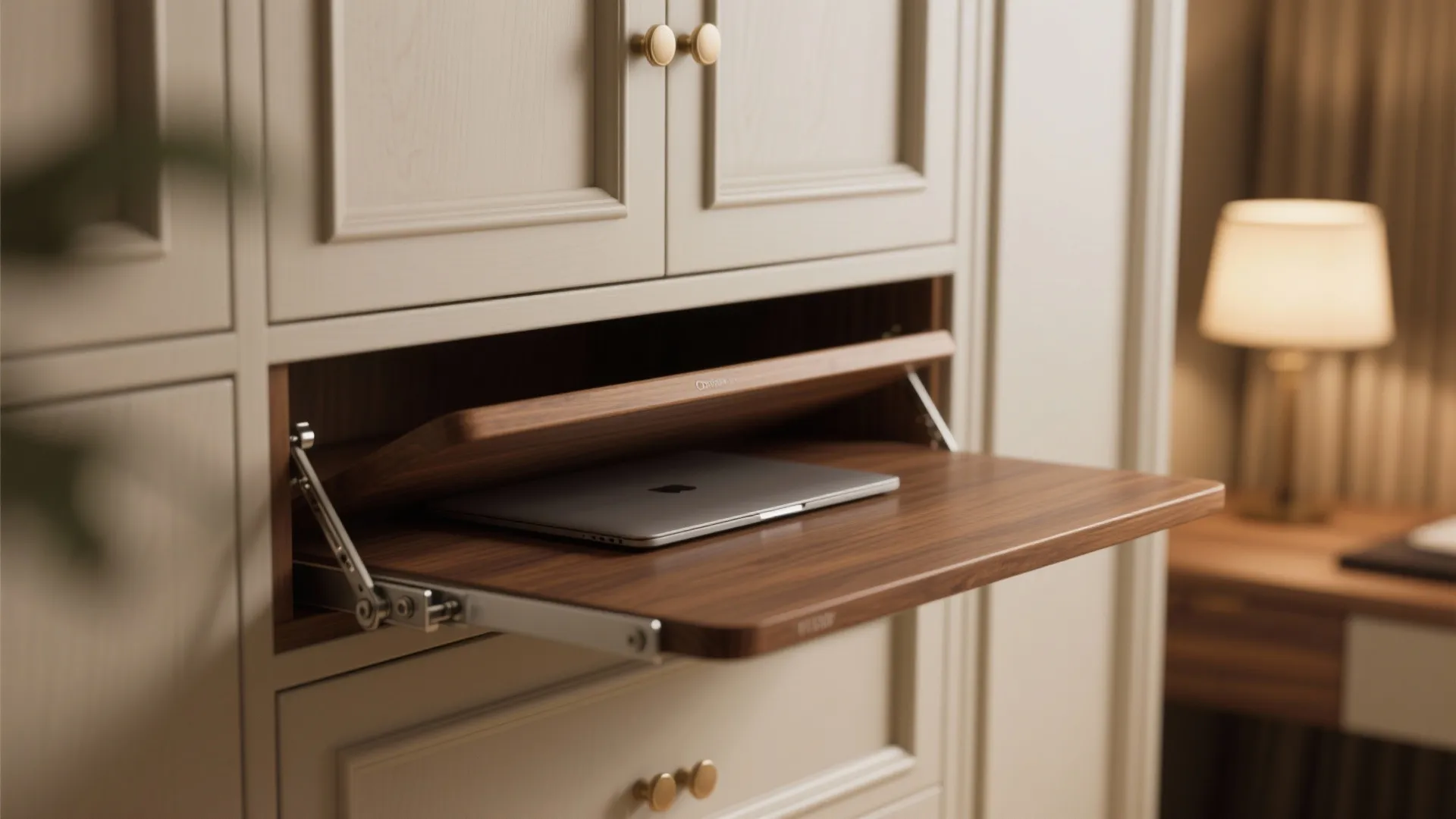 2. Fold-down wall desk that hides away