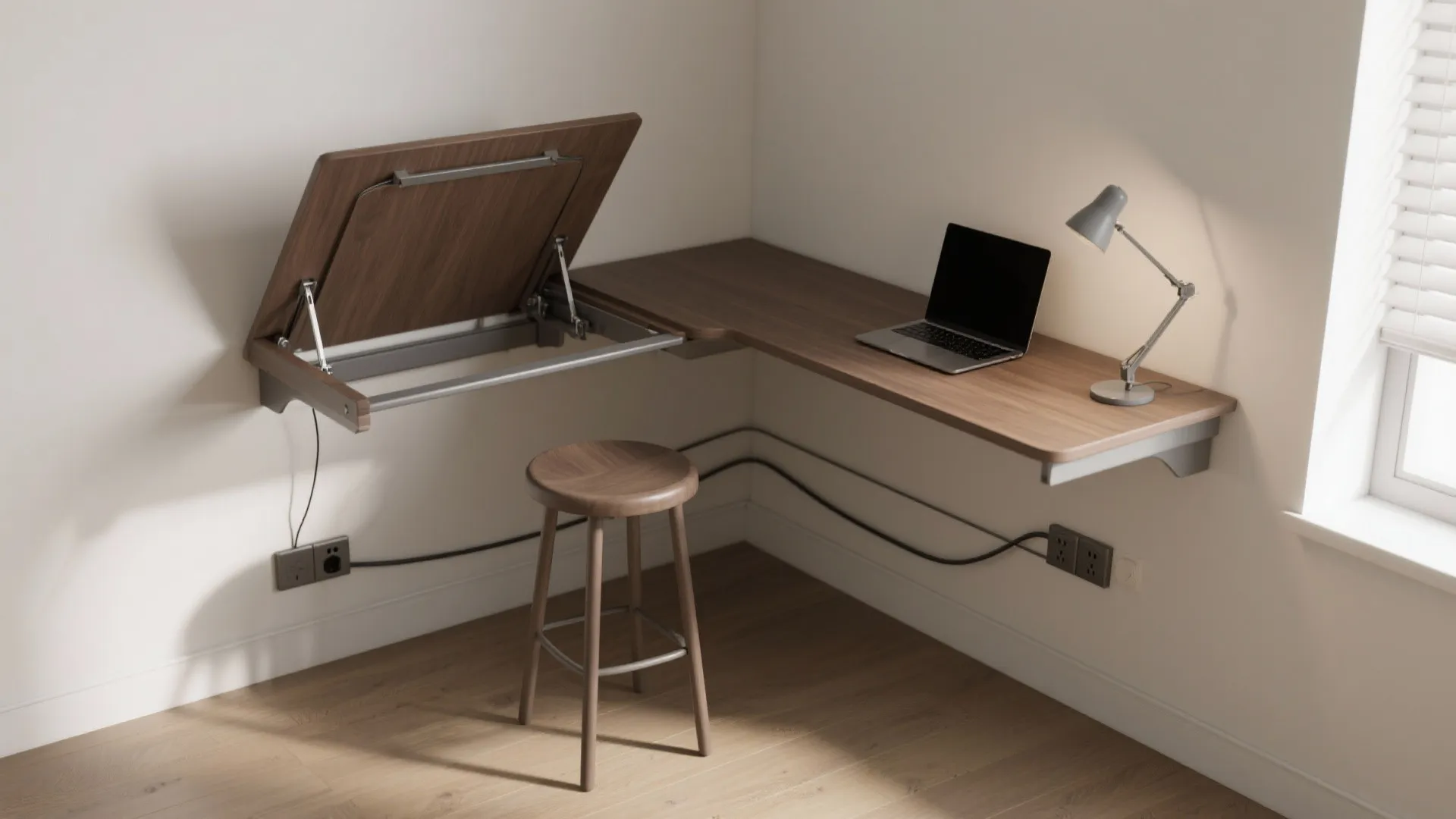 4. Fold-down desk or tiny corner workstation