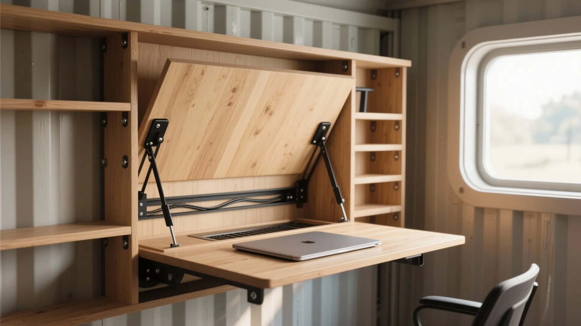1. Fold-down multifunctional workstation