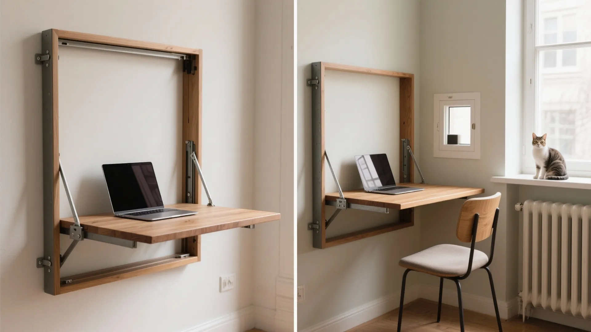 1. Wall-mounted fold-down desks
