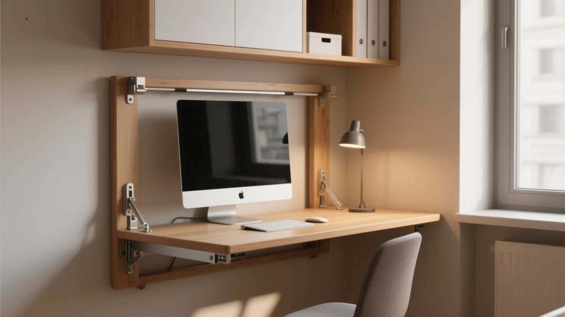 1. Wall-mounted fold-down desk