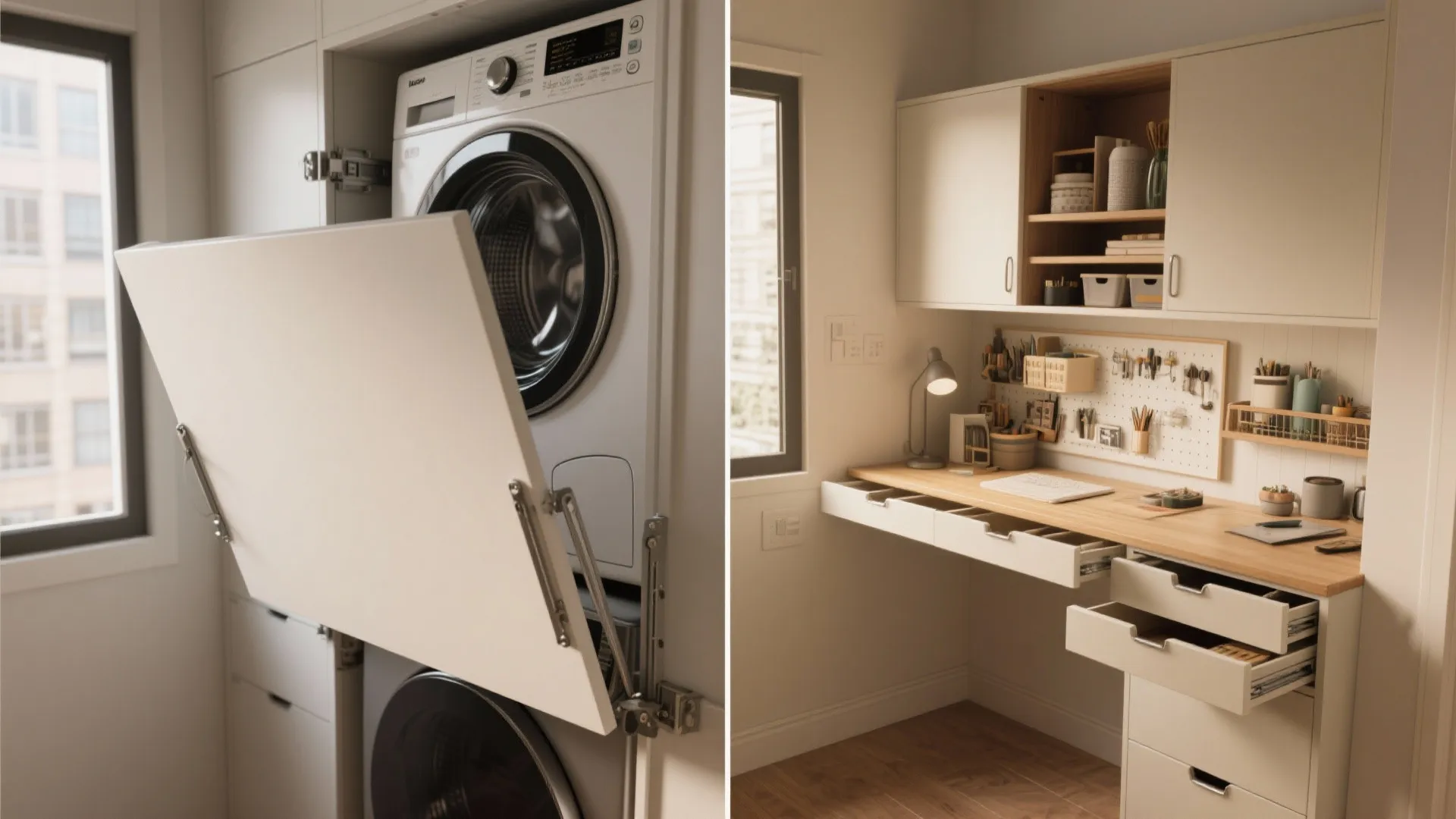 3. Fold-Down Workstations with Hidden Compartments