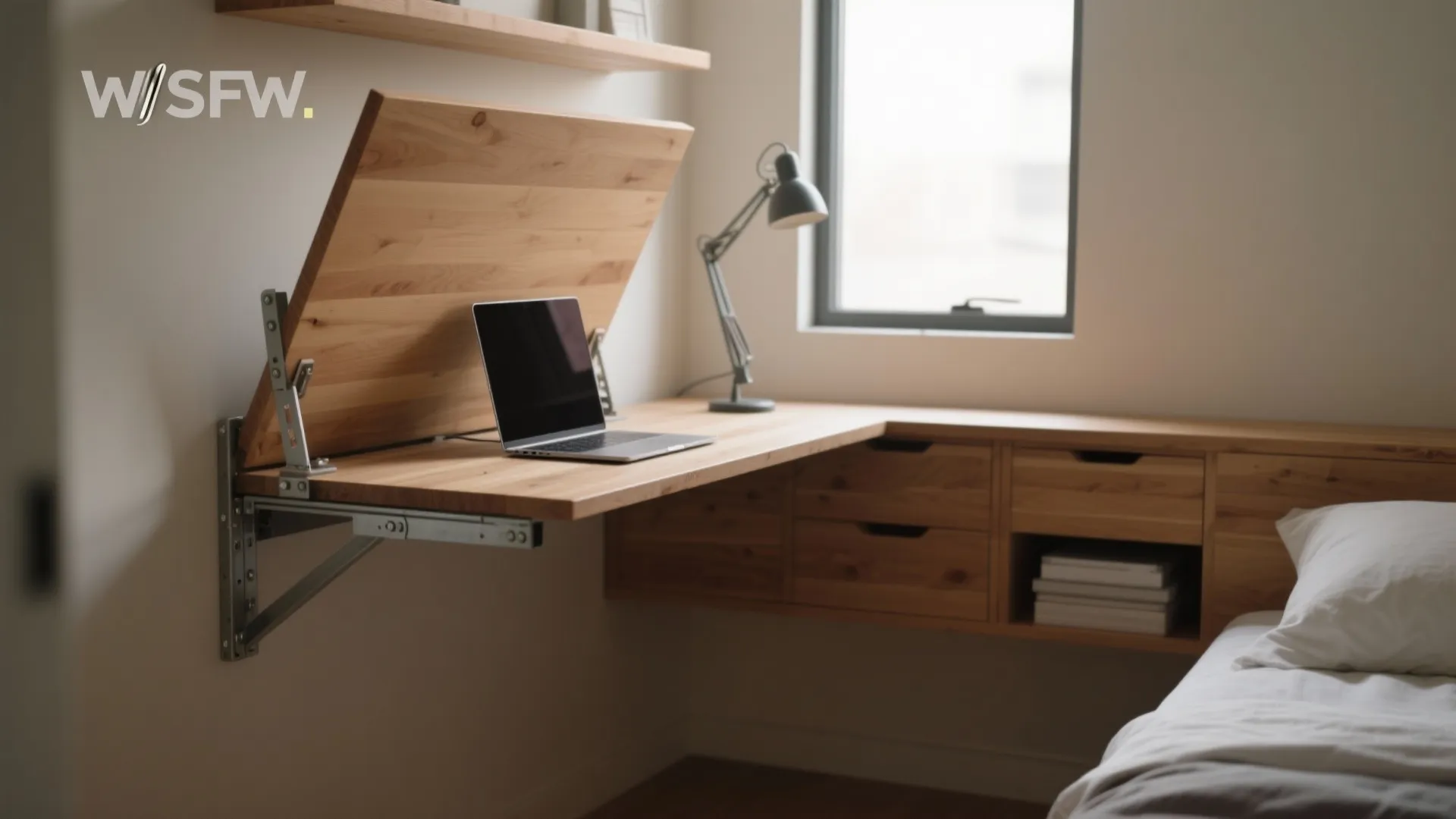 1. Fold-down wall desk for instant space