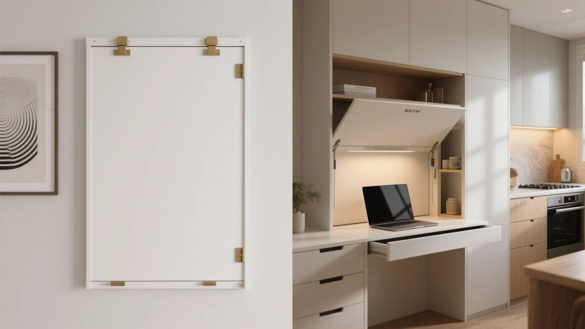 2. Fold-down secretary desk that disappears