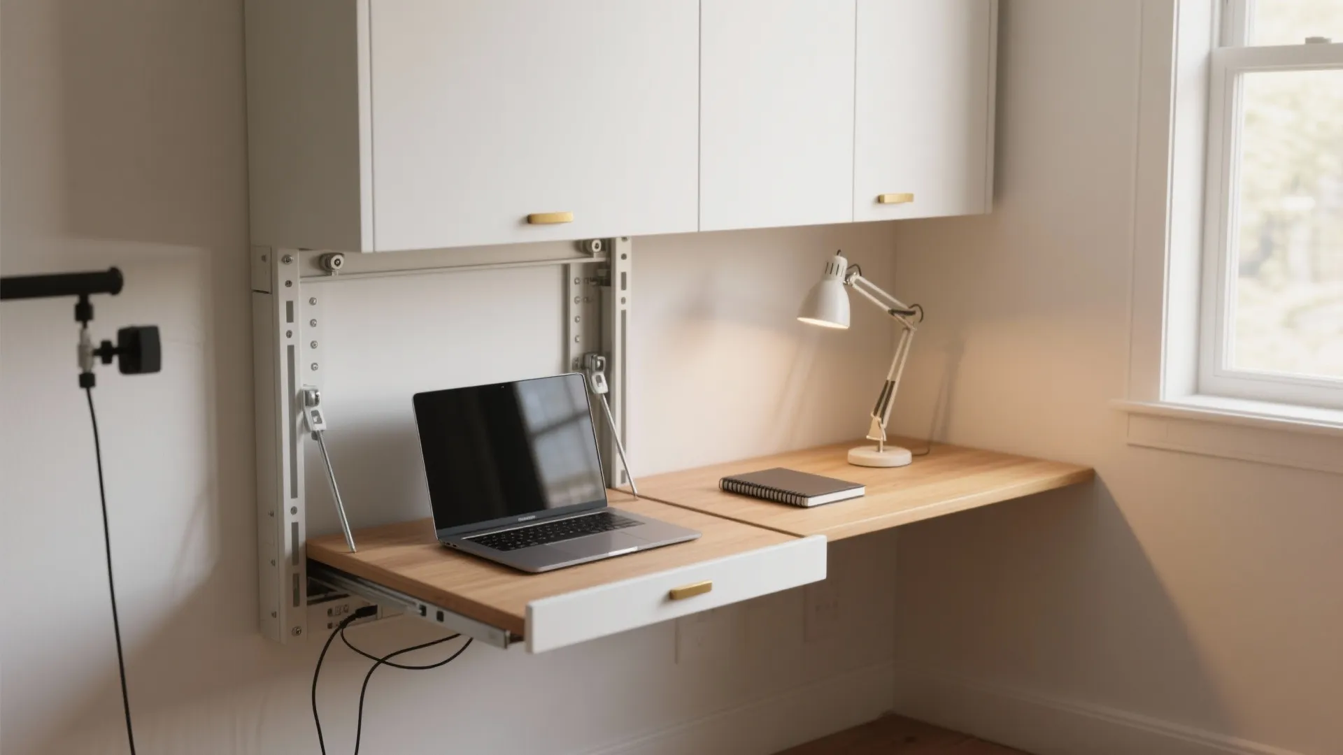 1. Wall-mounted fold-down desk