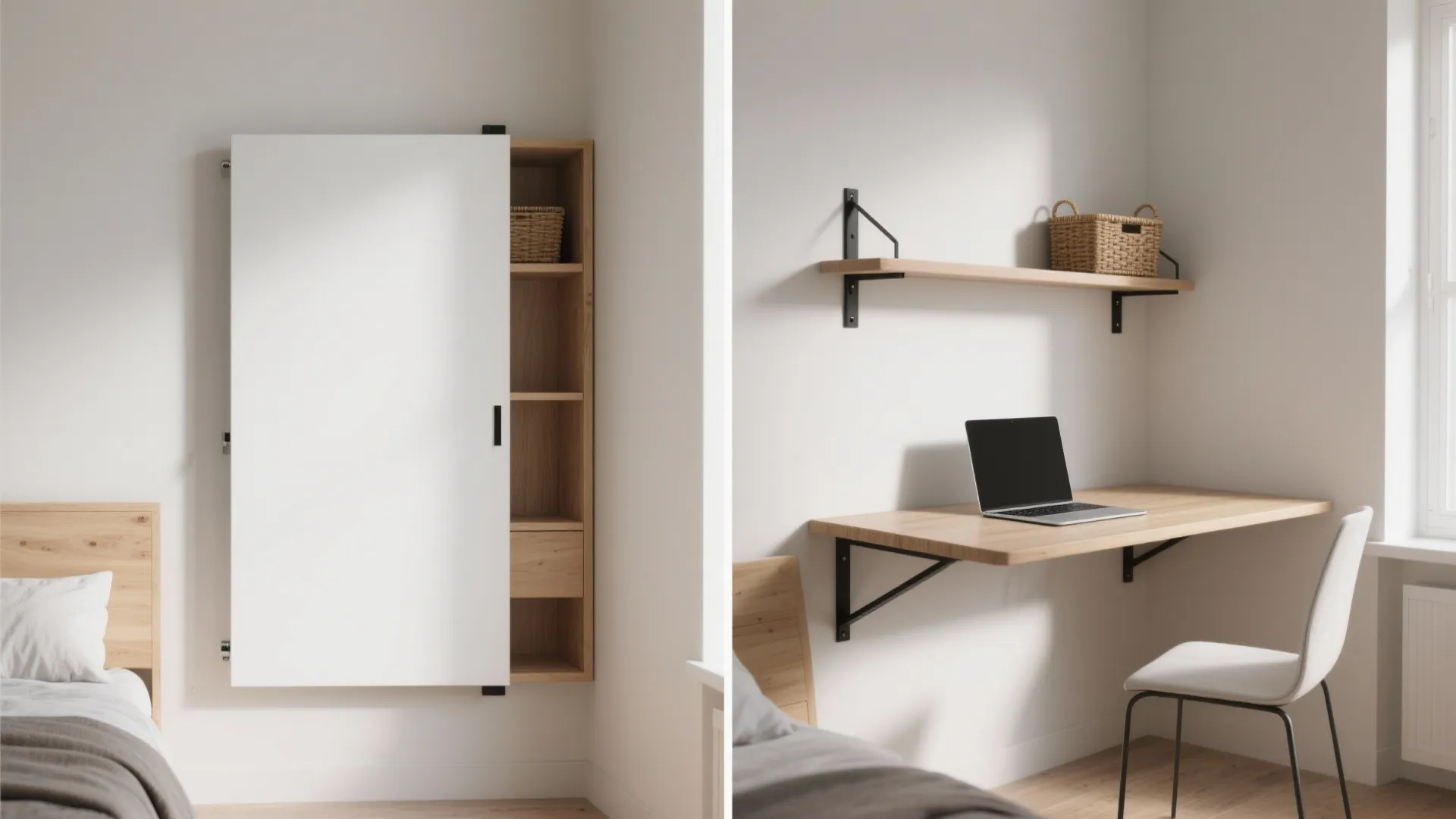1. Wall-mounted fold-down desk