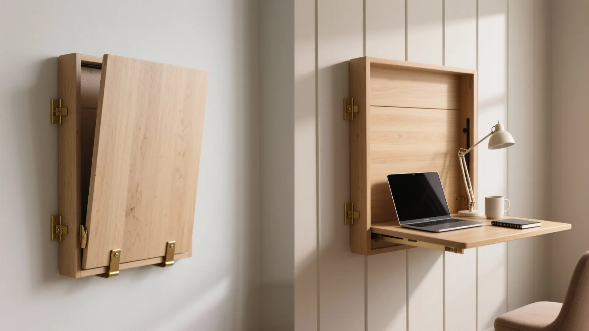 1. Wall-mounted fold-down desk