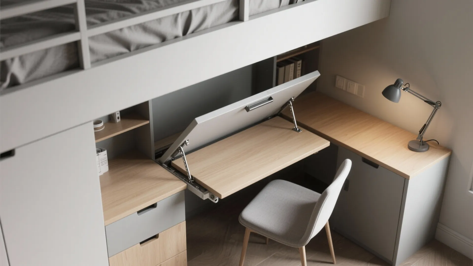3. Fold-down desk or Murphy-style elements