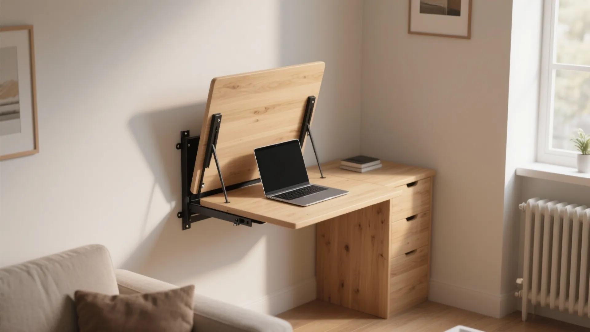 1. Fold-down wall desk (the classic space-saver)