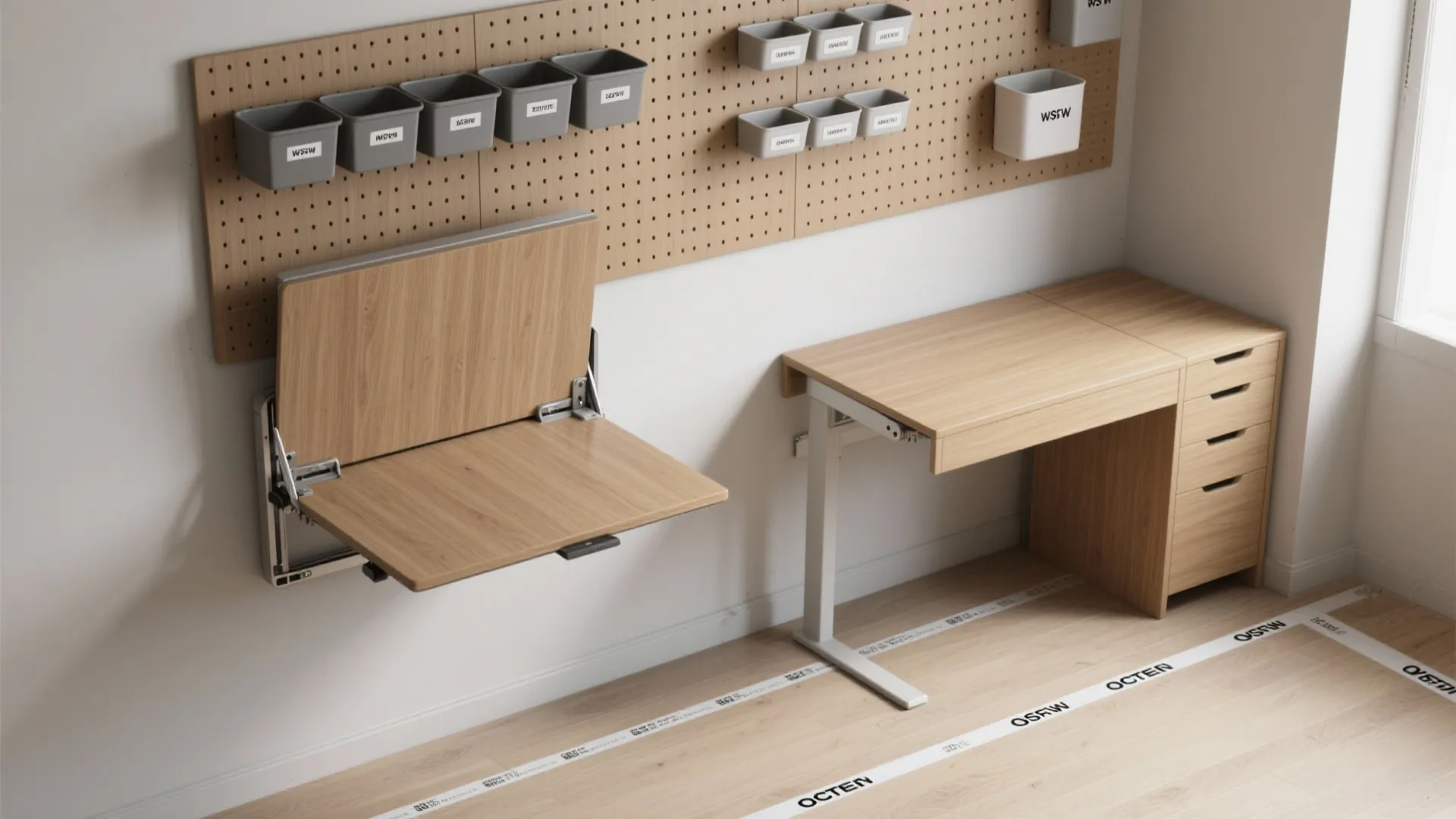 3. Fold-down desk with smart storage — flexible when you need space