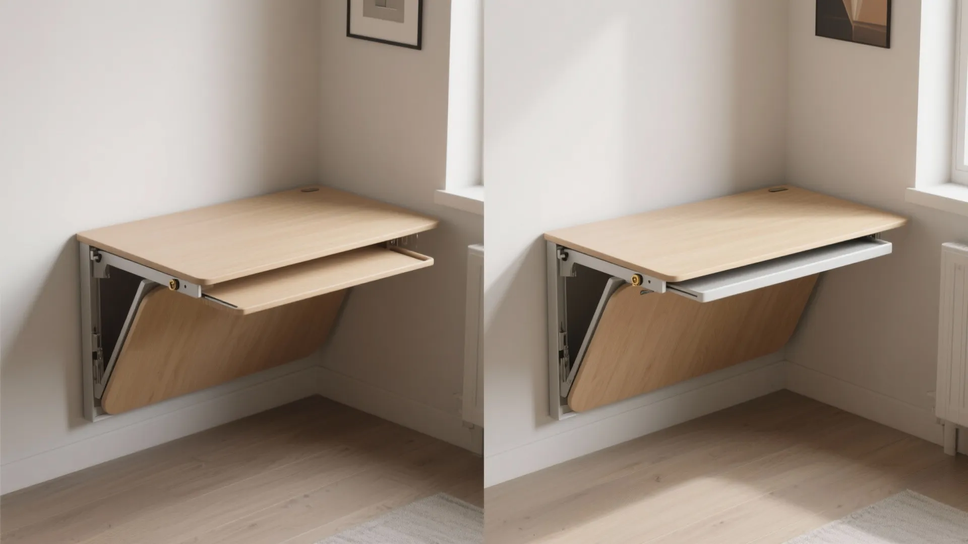 5. Fold-down corner desk for multipurpose rooms