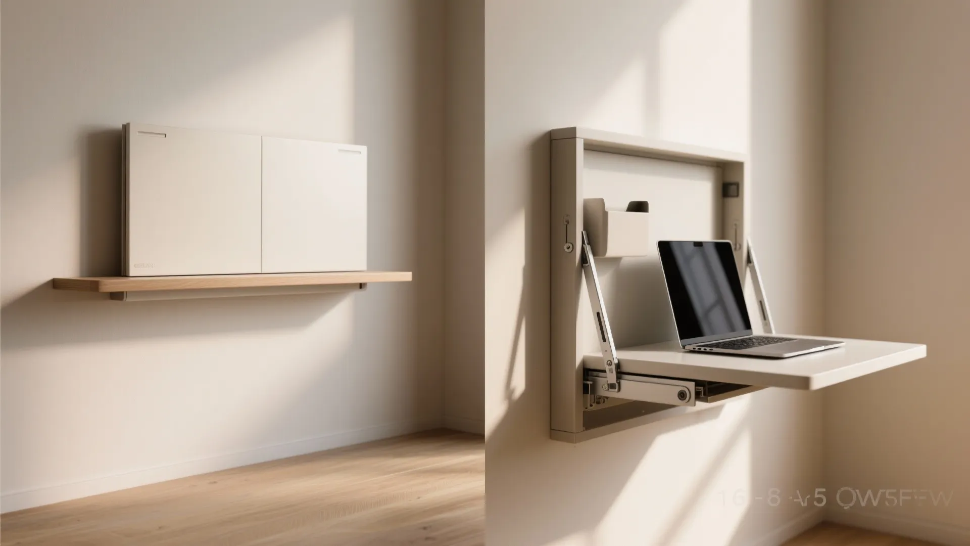 3. Fold-down wall desk for multi-use rooms