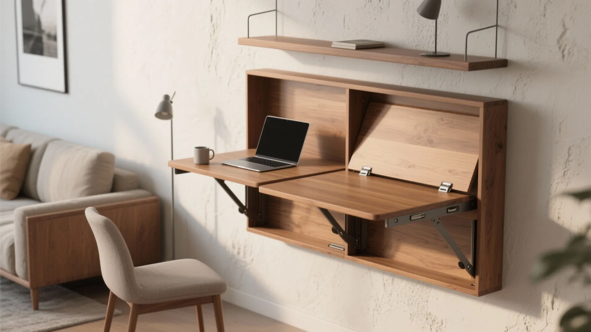 1. Wall-mounted fold-down desks