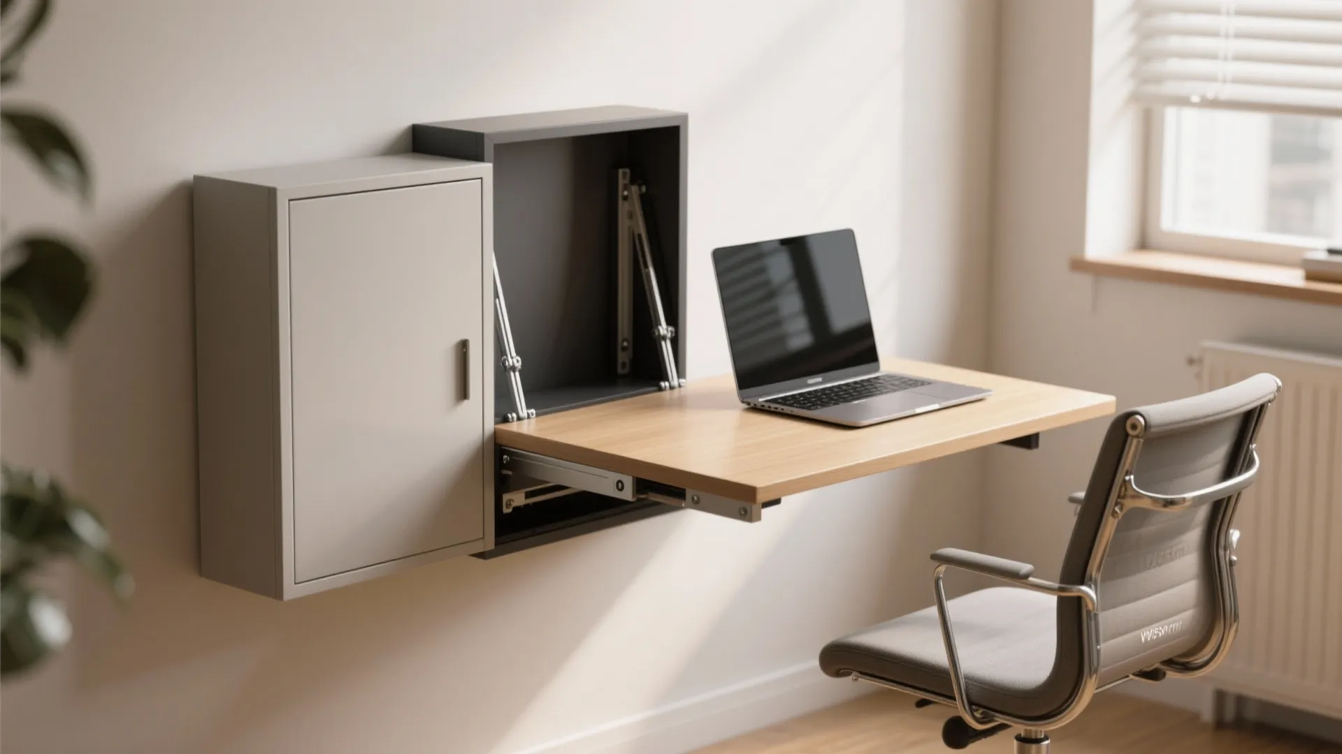 2. Fold-down and wall-mounted desks