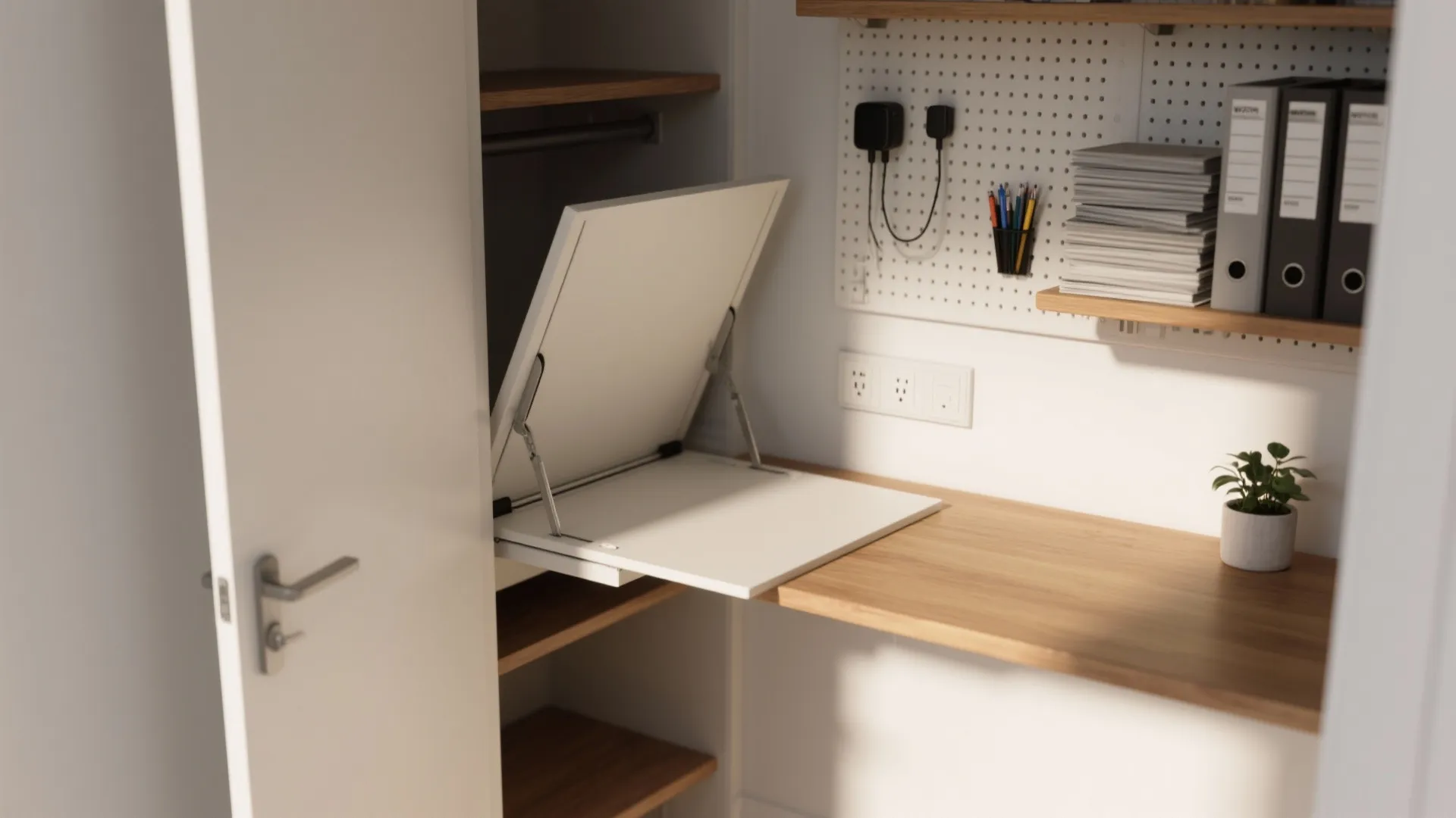 Fold-down desk and vertical zones